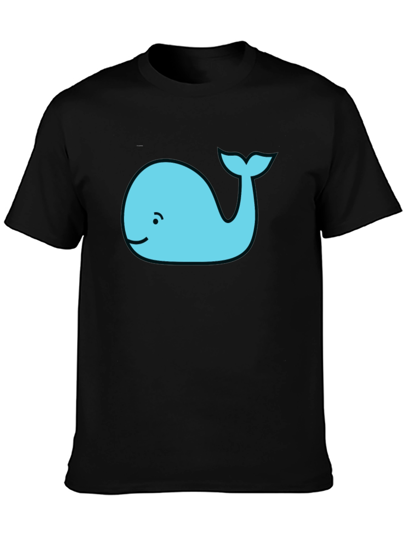 Black Cute Whale Graphic Tee - Black Cotton T-Shirt view 3