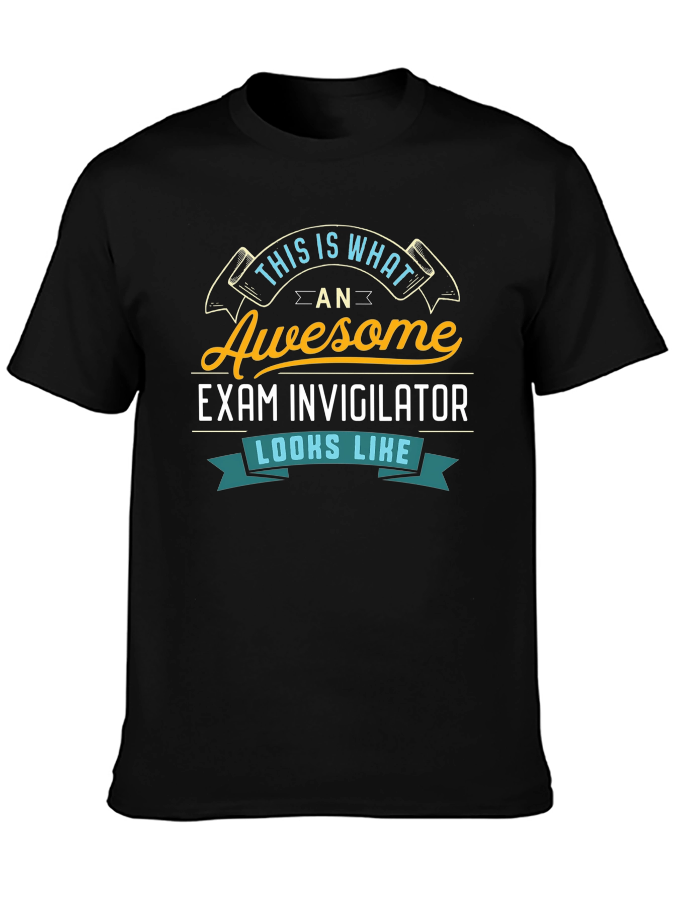 Black Awesome Exam Invigilator T-Shirt view 3