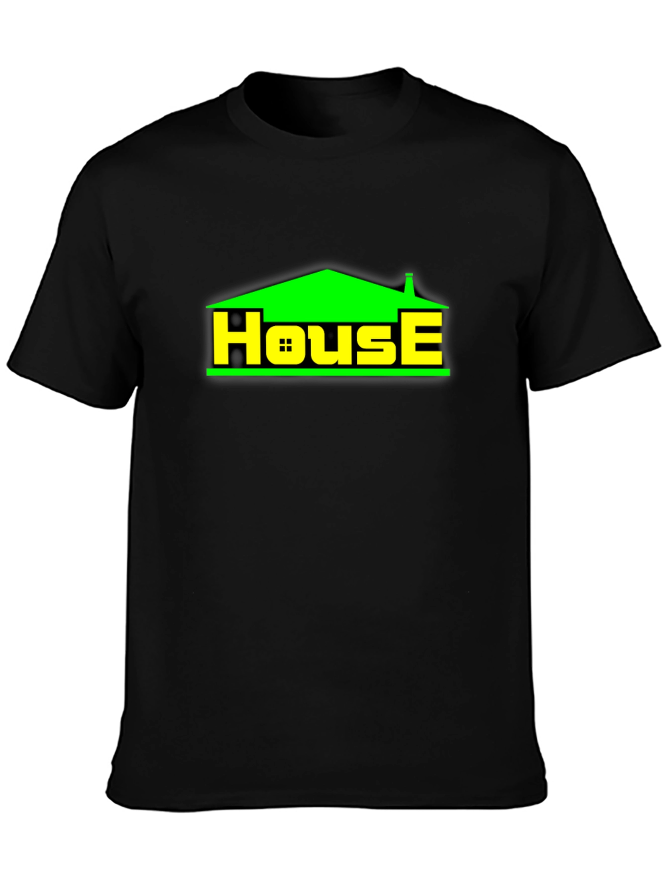 Black House Graphic T-Shirt - Black Crew Neck Tee view 3