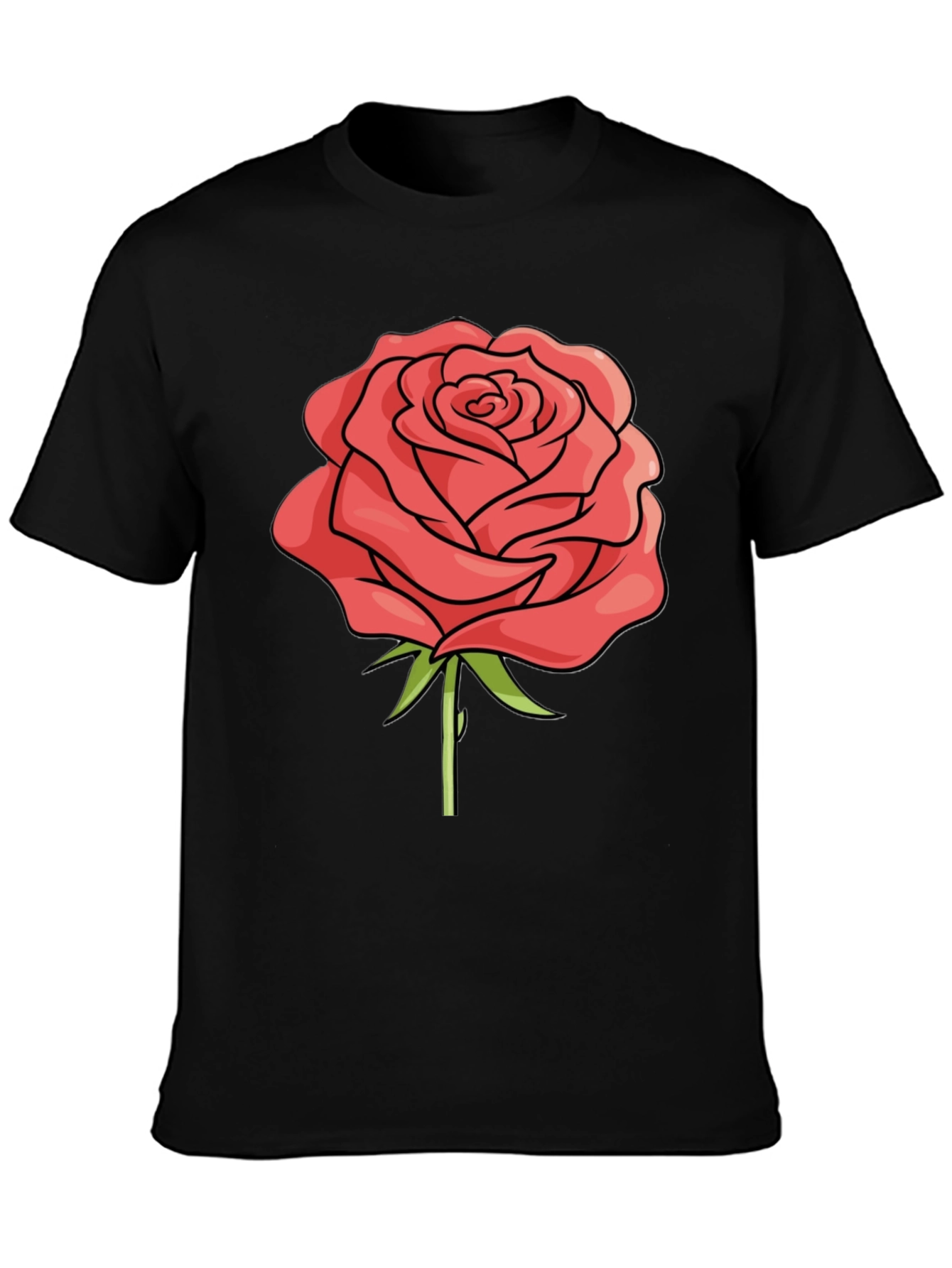 Black Rose Graphic Black T-Shirt - Casual Style view 3