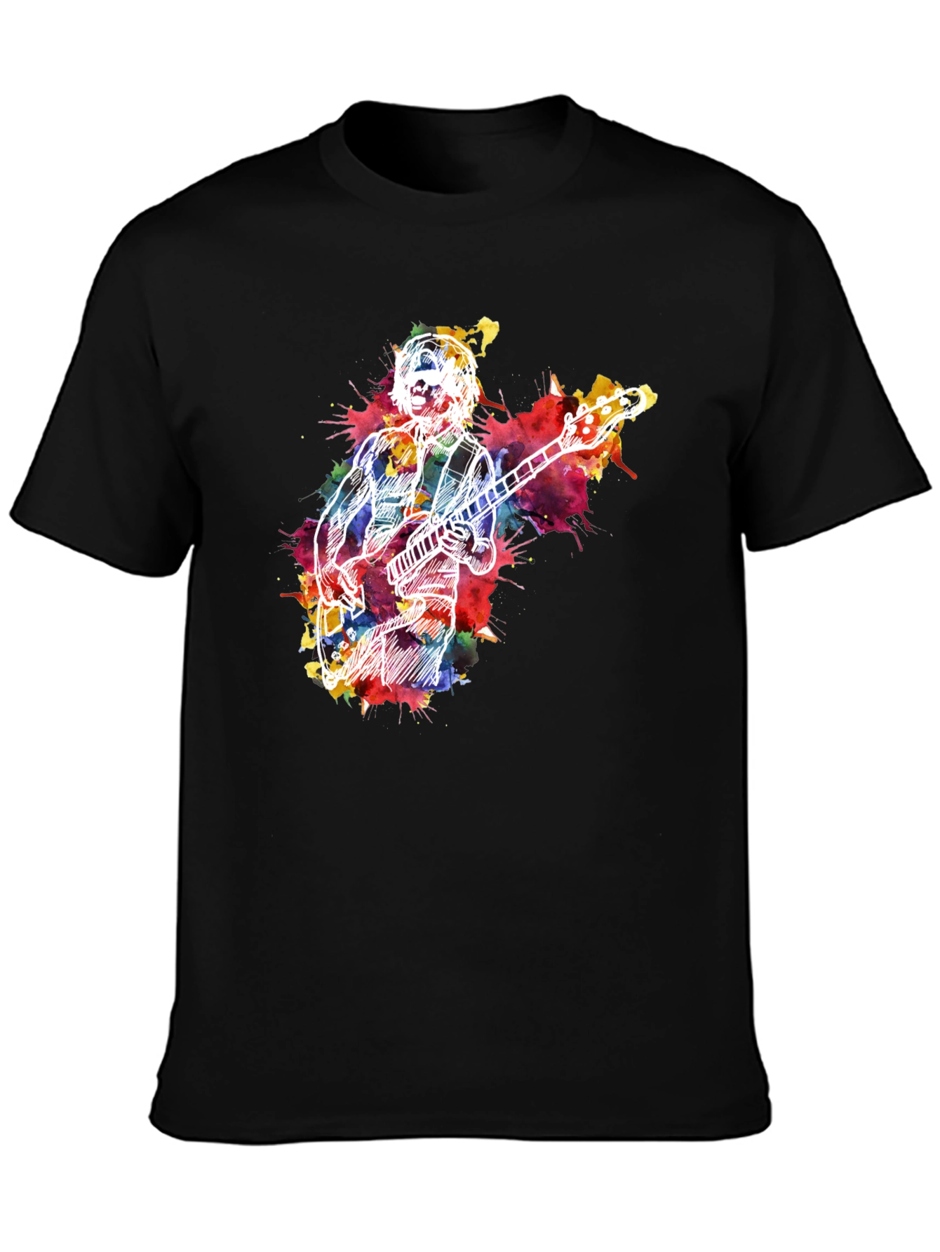 Black Musician Watercolor Graphic T-Shirt - Black view 3