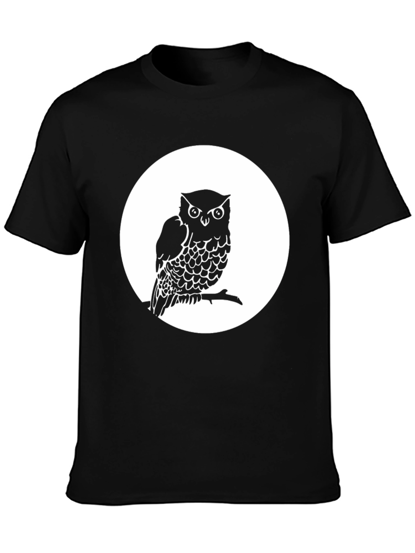 Black Owl on Branch Graphic Tee - Unisex Black T-Shirt view 3