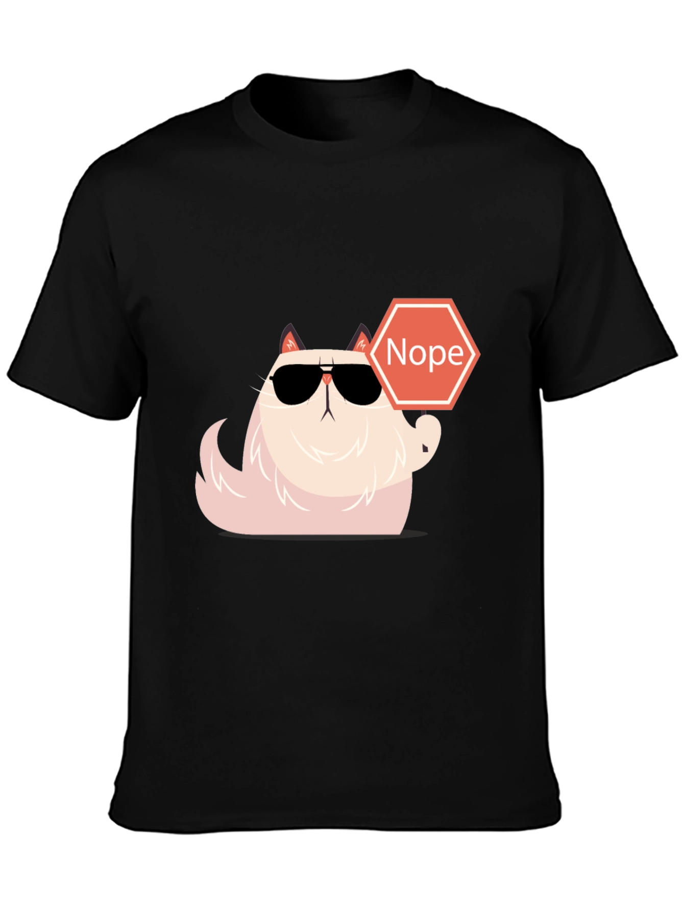 Black Cool Cat Nope T-Shirt - Funny Graphic Tee view 3