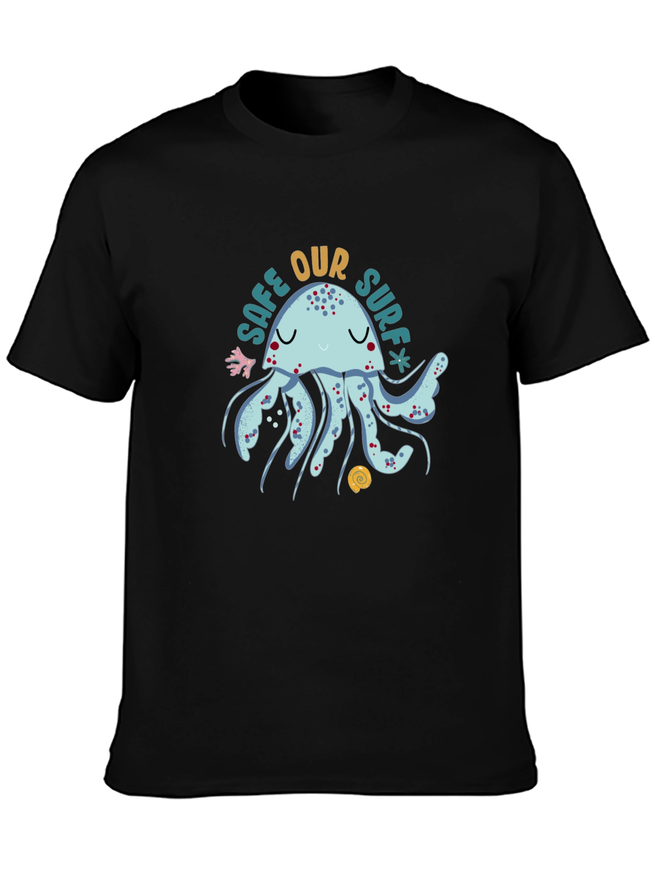 Black Save Our Surf Jellyfish Graphic Tee - Soft Cotton Comfort view 3