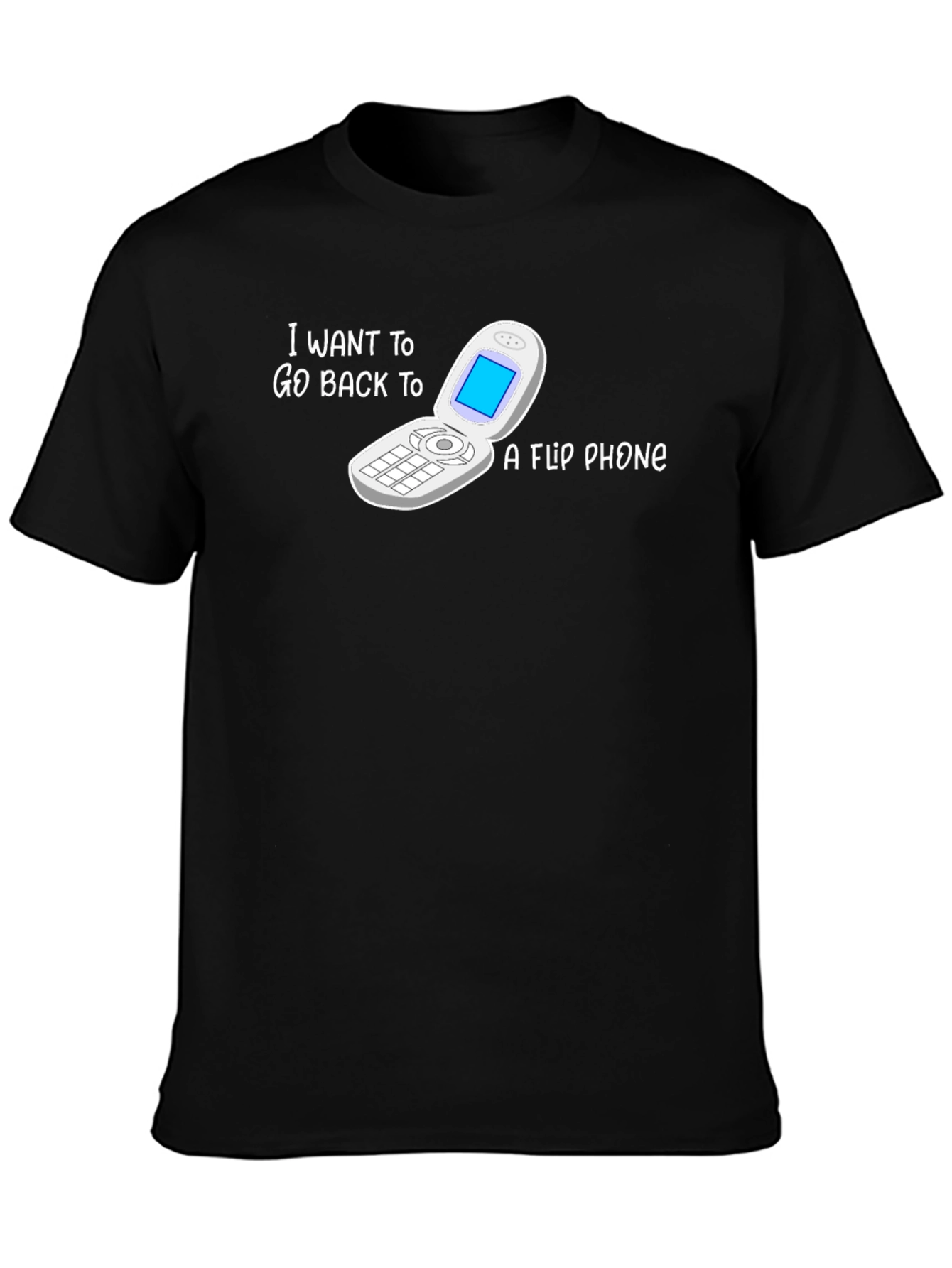 Black Retro Flip Phone T-Shirt - Back to Basics Style view 3