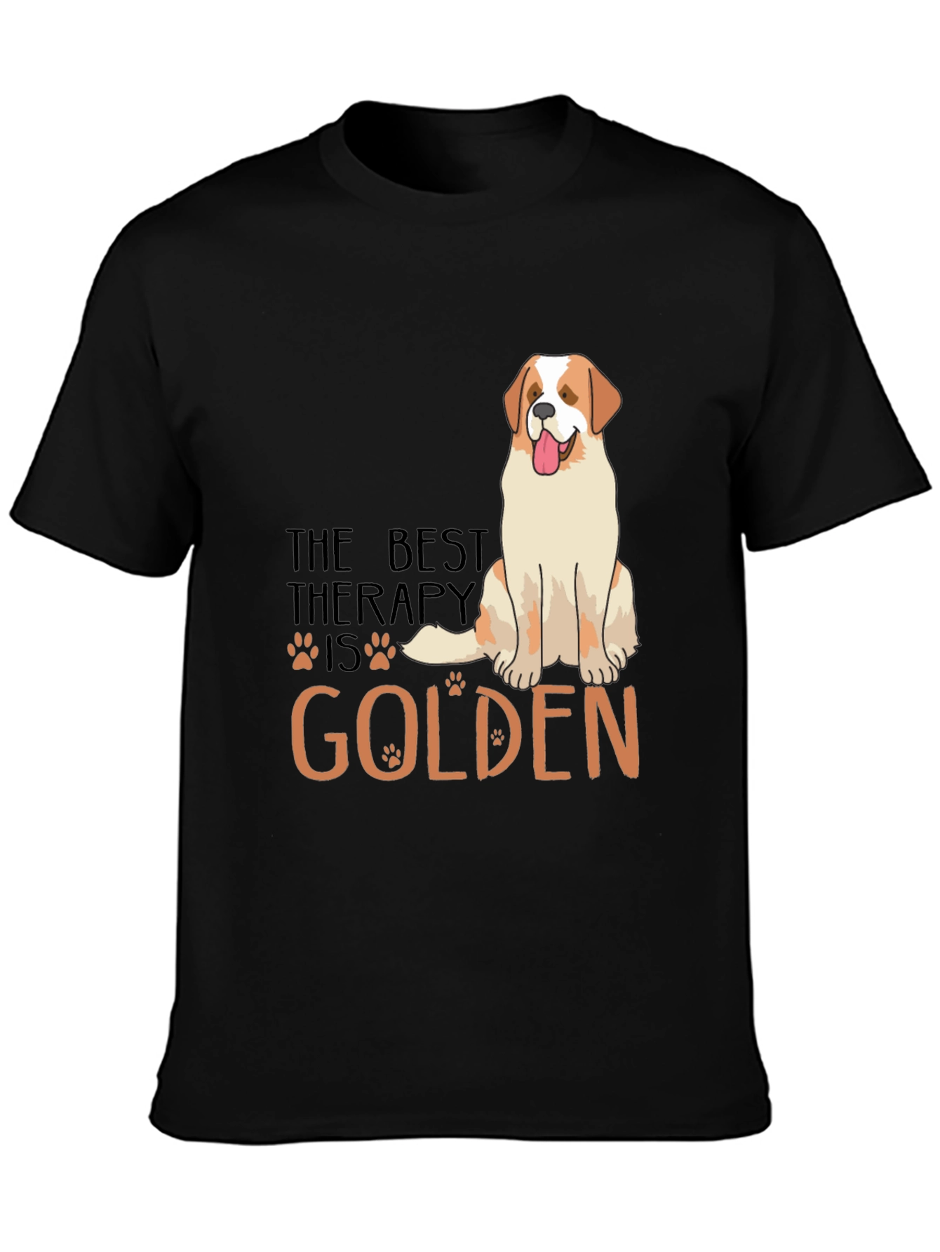 Black Golden Therapy Dog Graphic T-Shirt view 3