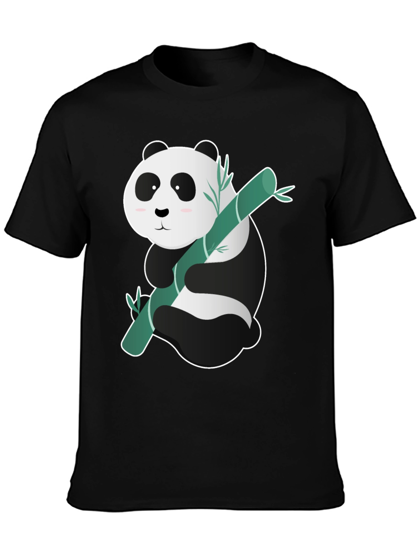 Black Cute Panda Bamboo T-Shirt - Black view 3