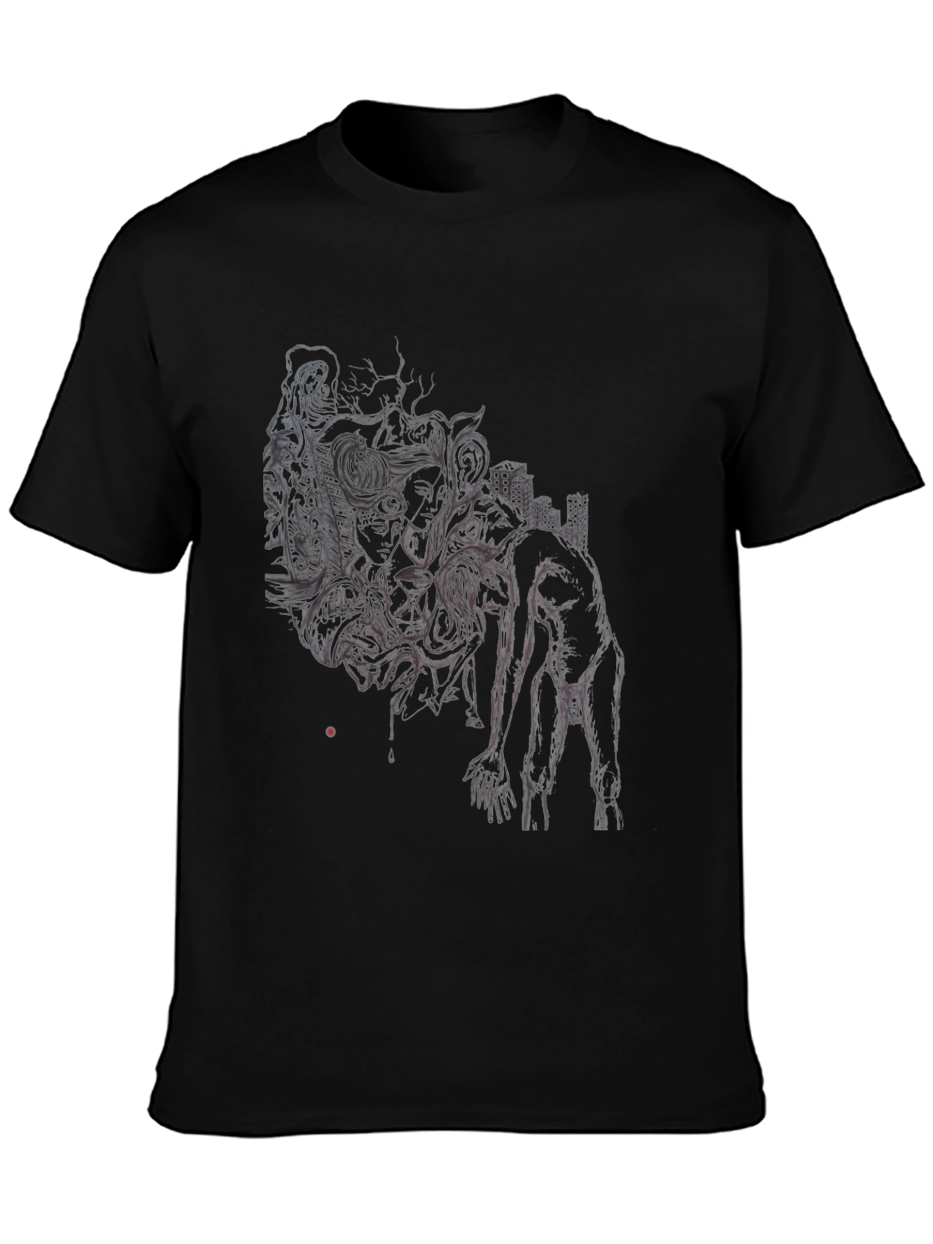 Black Unique Graphic Print Black T-Shirt view 3