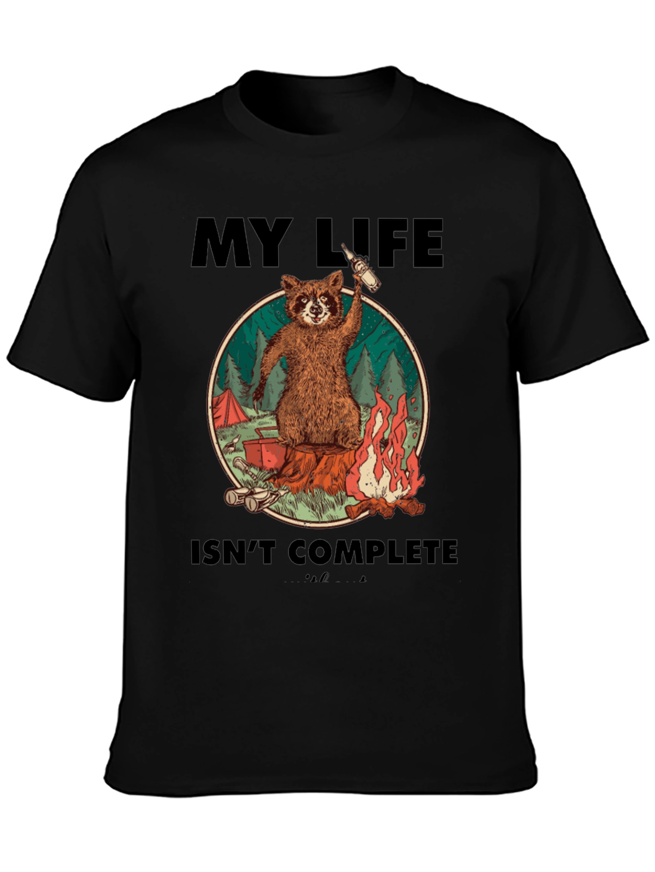 Black Raccoon Camping Graphic Tee - My Life Isn't Complete view 3