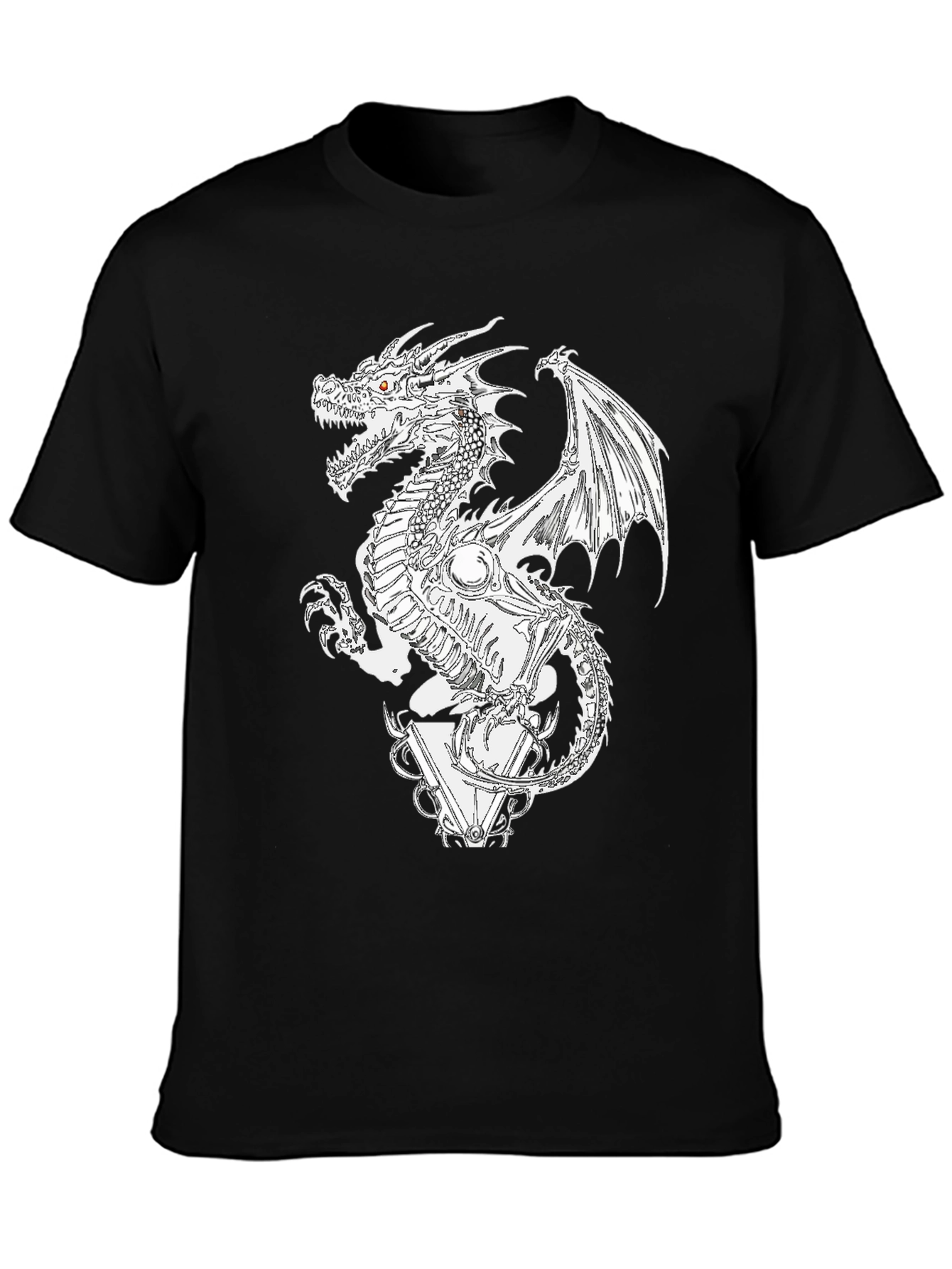 Black Dragon Skeleton Graphic Tee - Black view 3