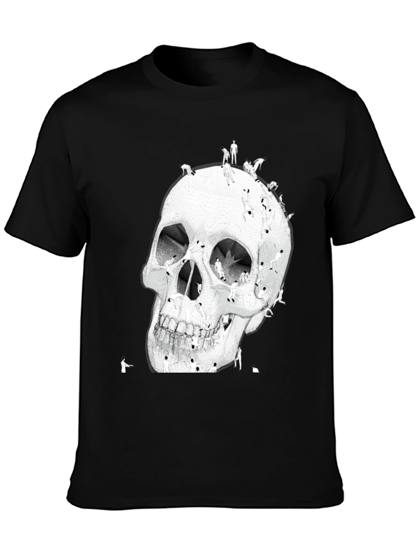 Black Skull Art Graphic T-Shirt - Black view 3