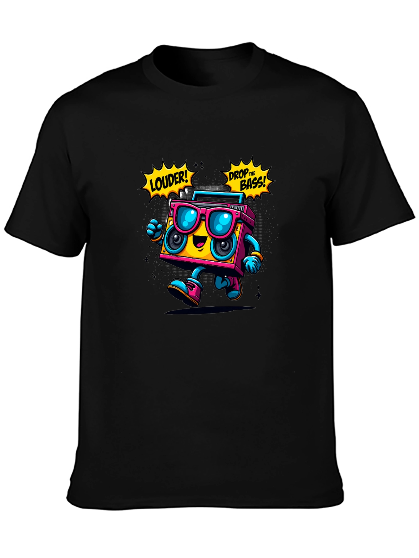 Black Retro Boombox Graphic T-Shirt - Loud and Fun! view 3