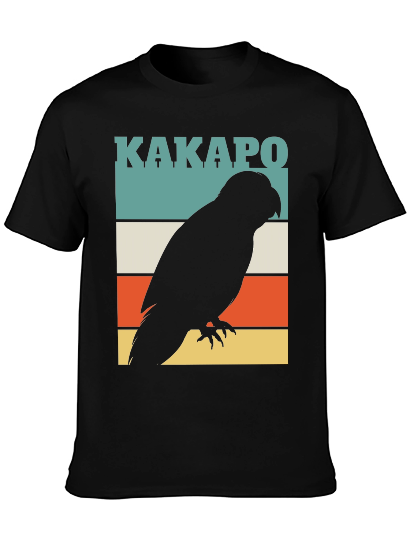 Black Kakapo Parrot Silhouette T-Shirt view 3