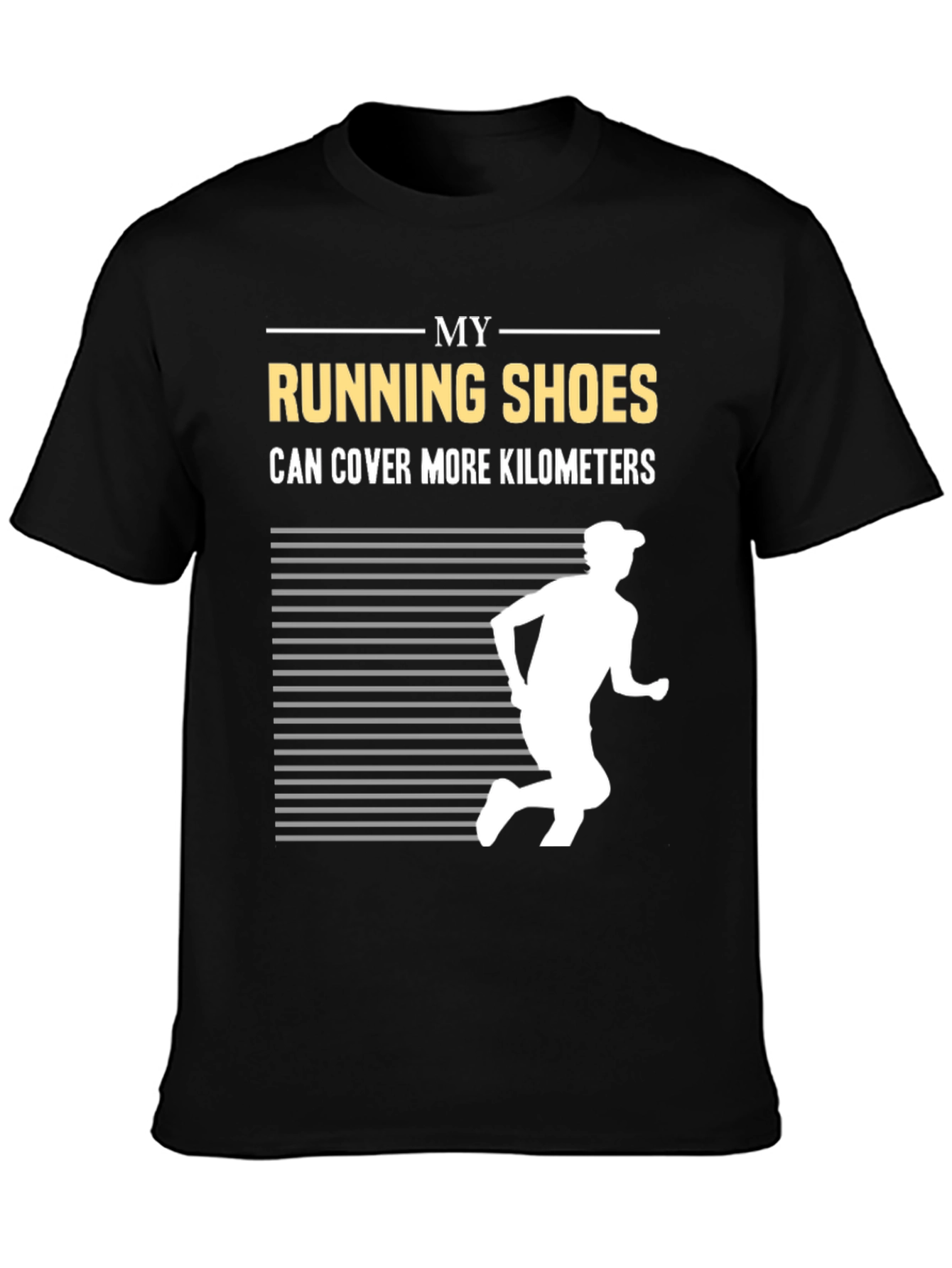 Black Running Shoes Kilometers Graphic Tee view 3