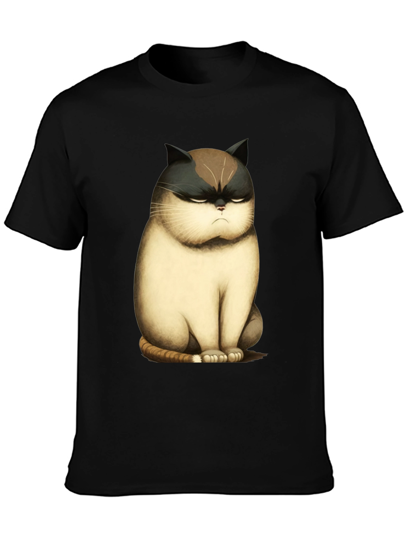 Black Grumpy Cat T-Shirt - Funny Cartoon Cat Tee view 3