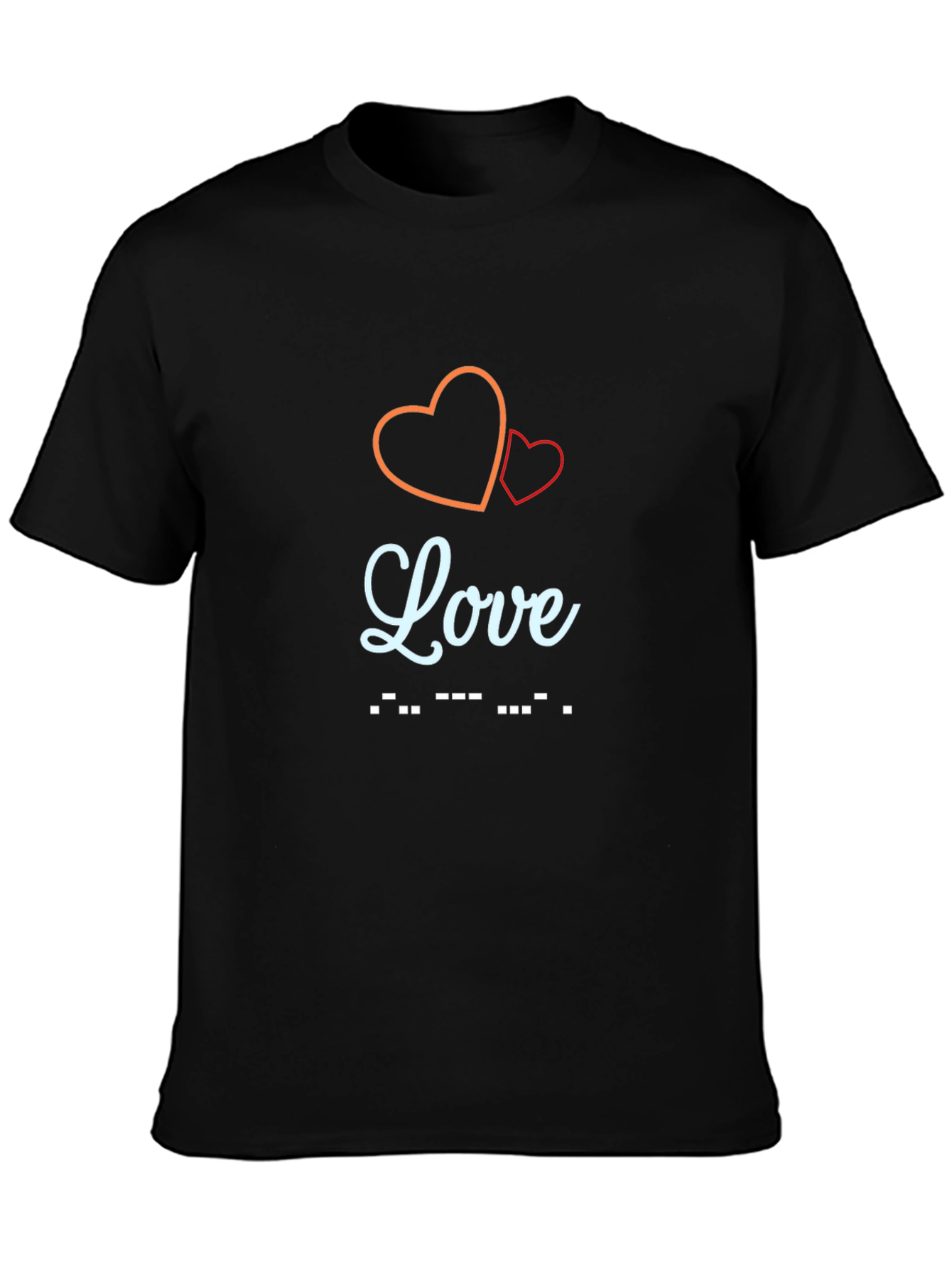 Black Love Morse Code Graphic Tee - Stylish Black T-Shirt view 3