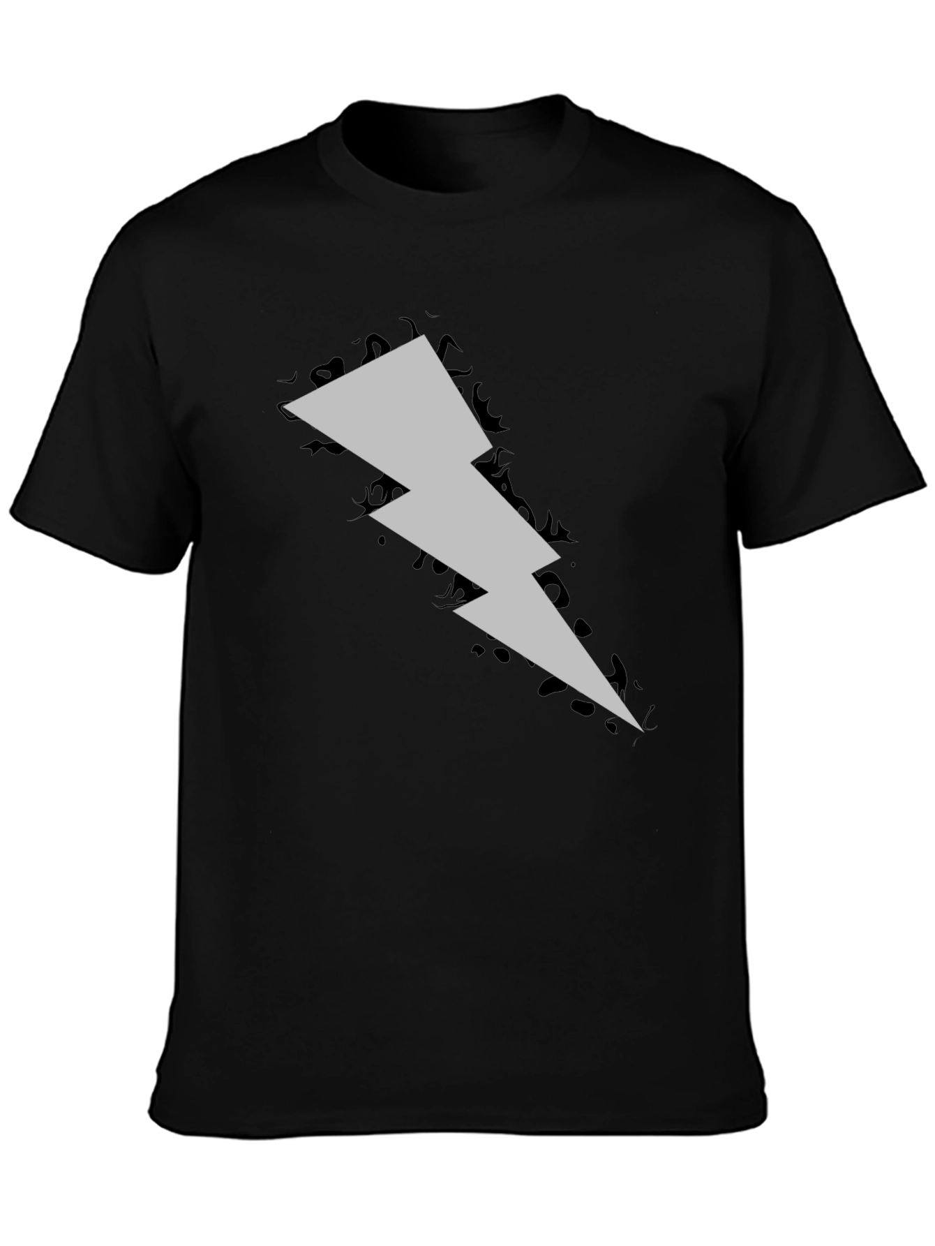 Black Lightning Bolt Graphic Tee - Black Cotton Casual Shirt view 3