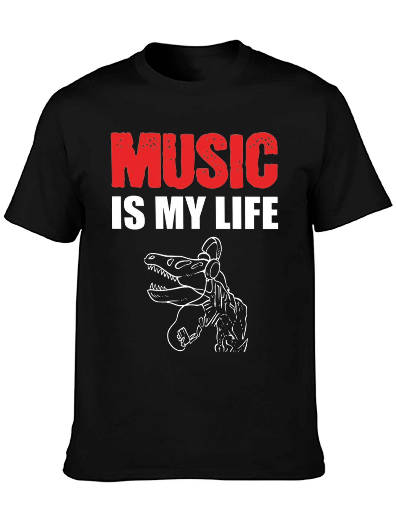 Black Music is My Life Dinosaur T-Shirt view 3