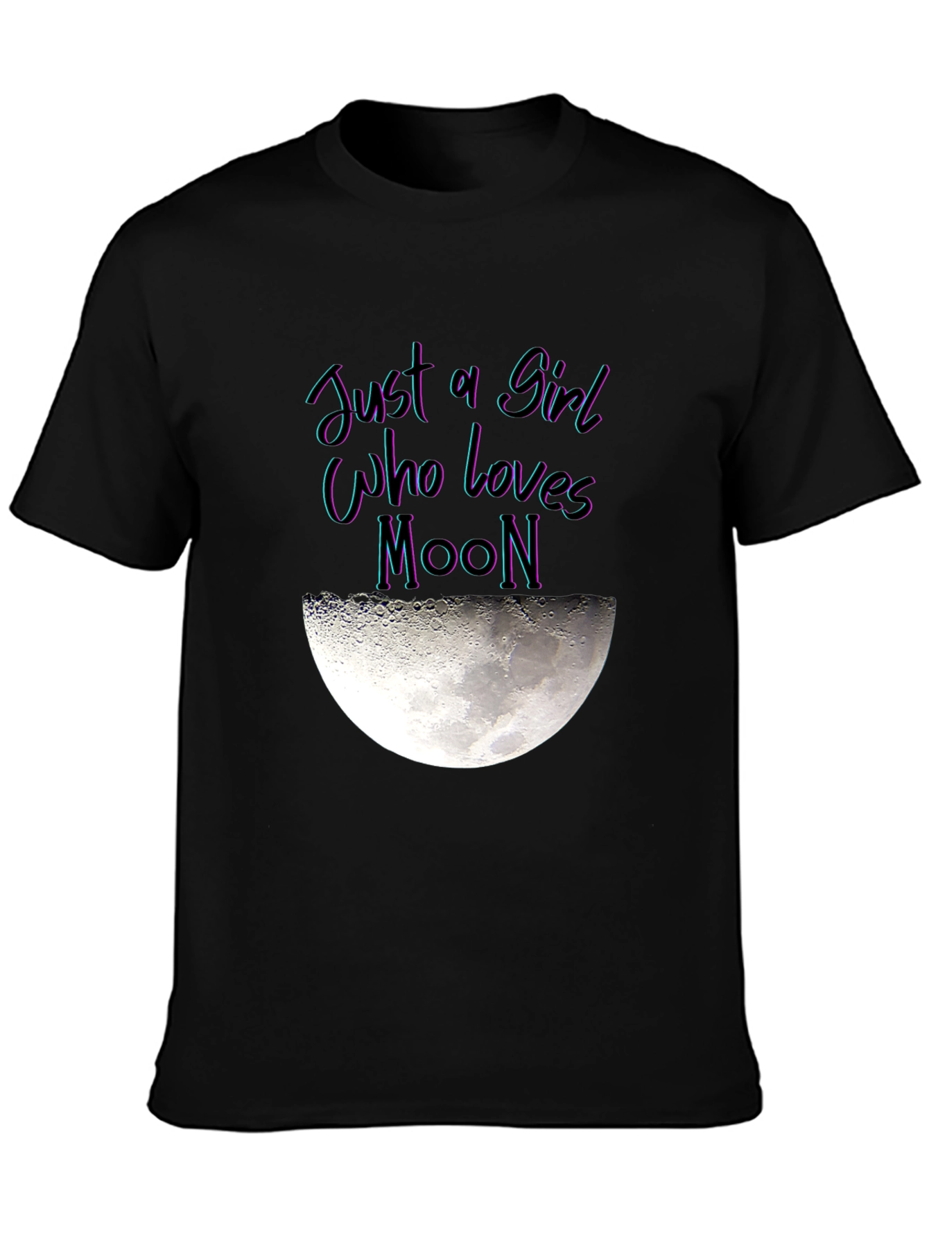 Black Just a Girl Who Loves Moon Graphic T-Shirt view 3