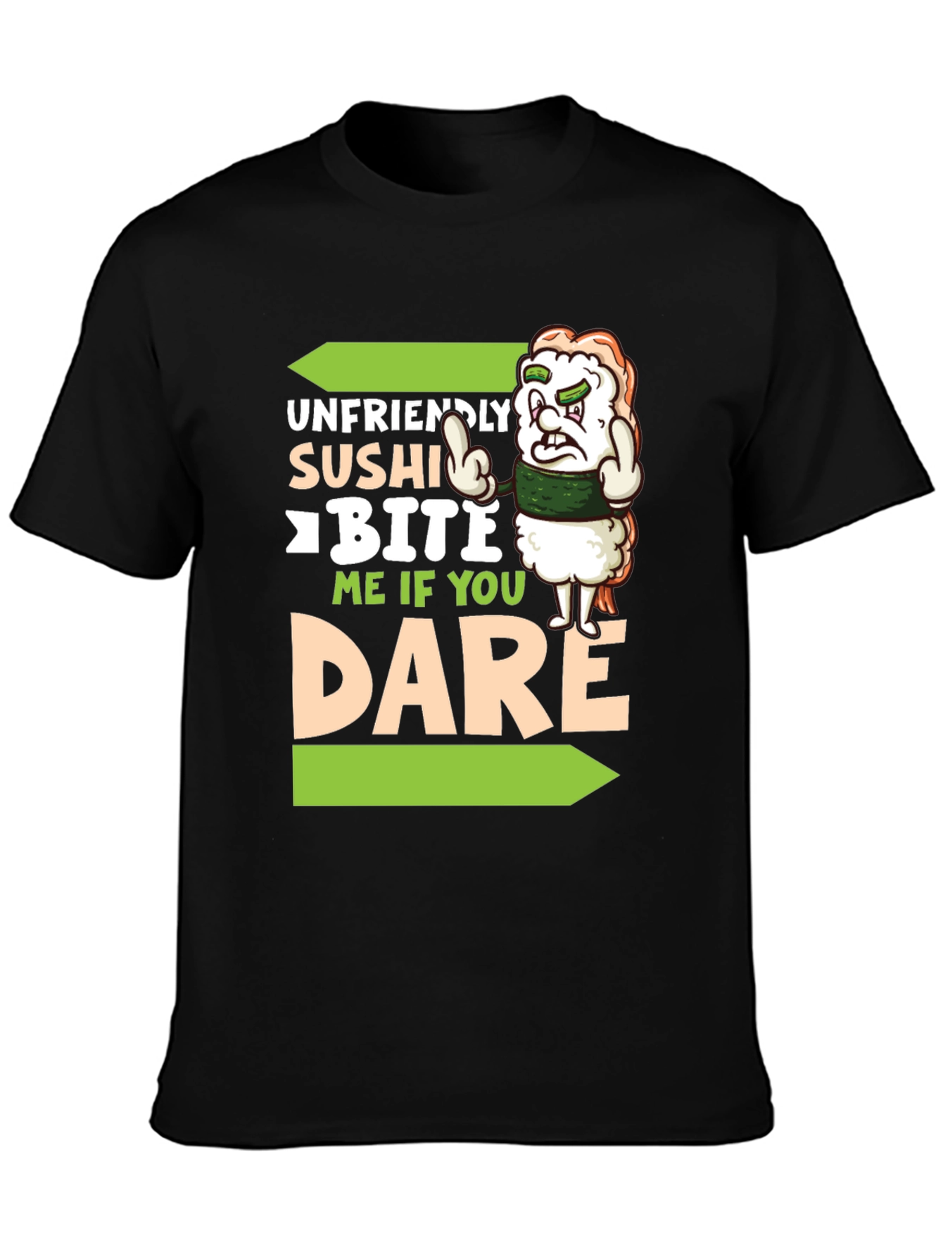 Black Unfriendly Sushi T-Shirt - Bite Me If You Dare! view 3