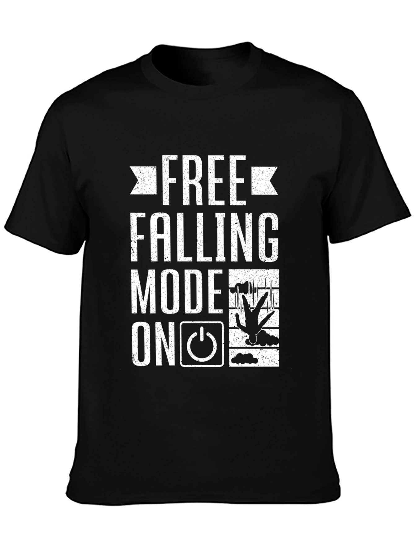 Black Free Falling Mode On Funny Graphic Tee view 3