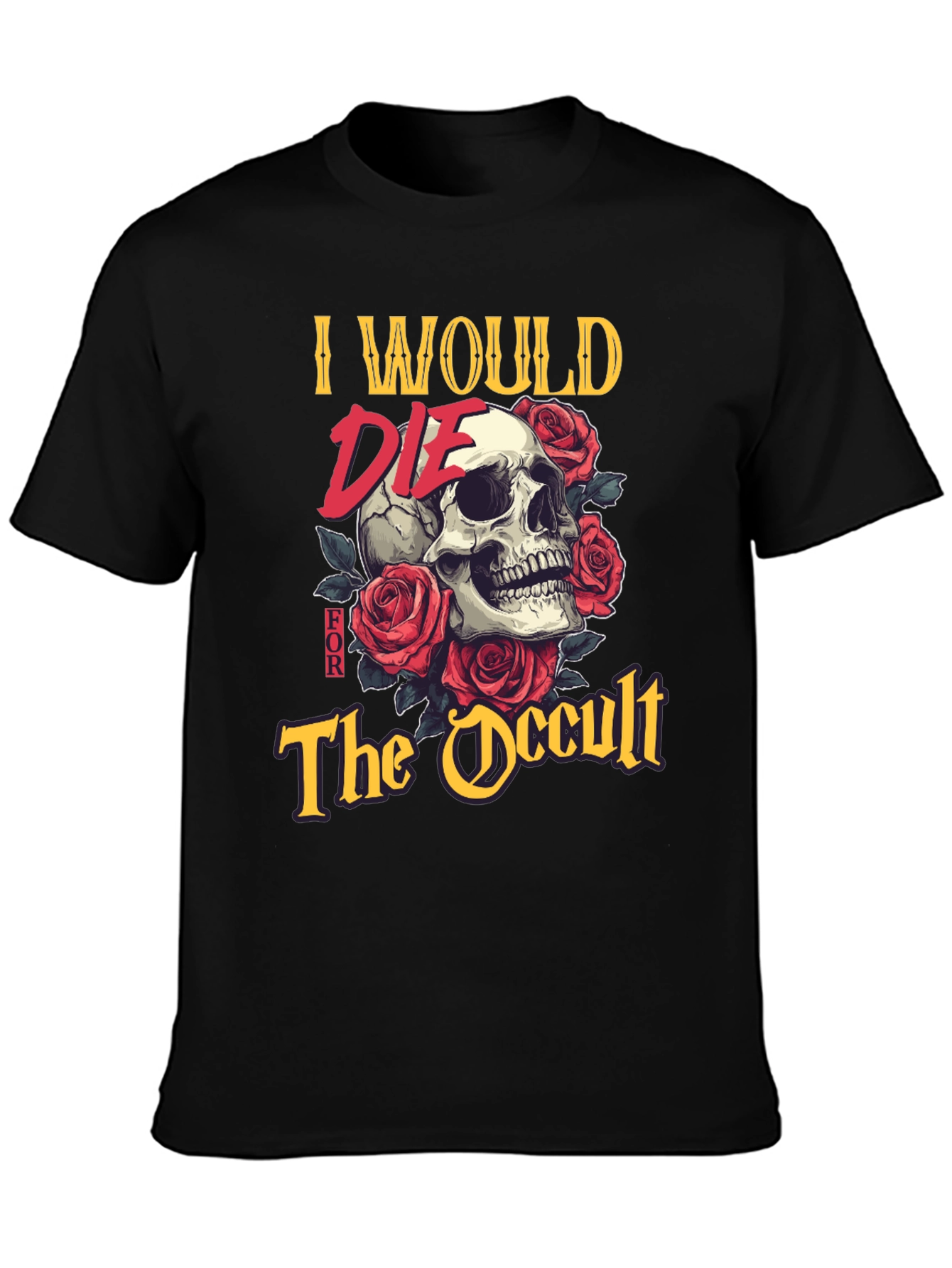 Black Occult Skull Graphic Tee - Death Positive Fashion view 3