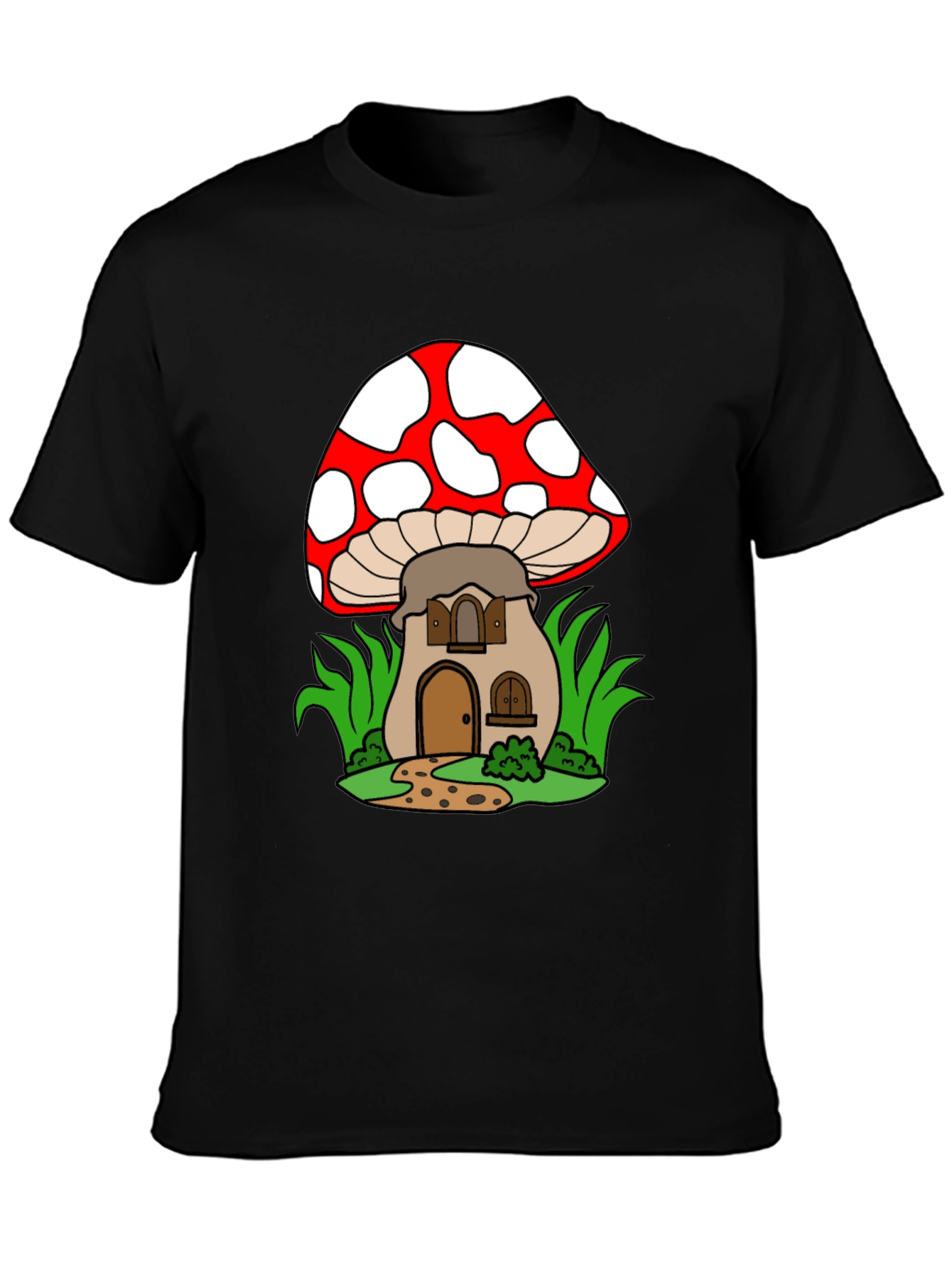 Black Mushroom House Graphic Tee - Fun & Unique Design view 3