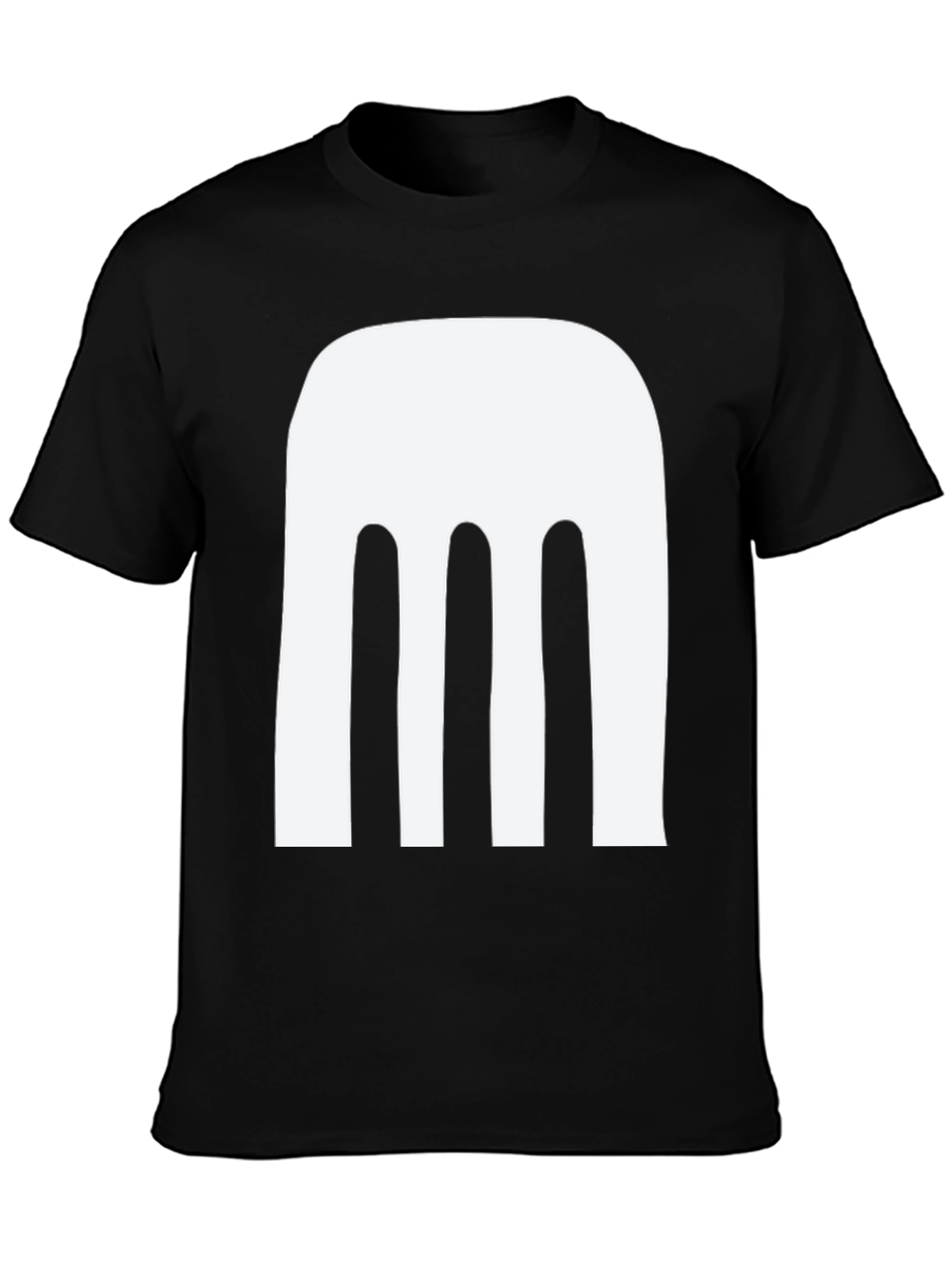 Black Abstract White Design Black T-Shirt view 3