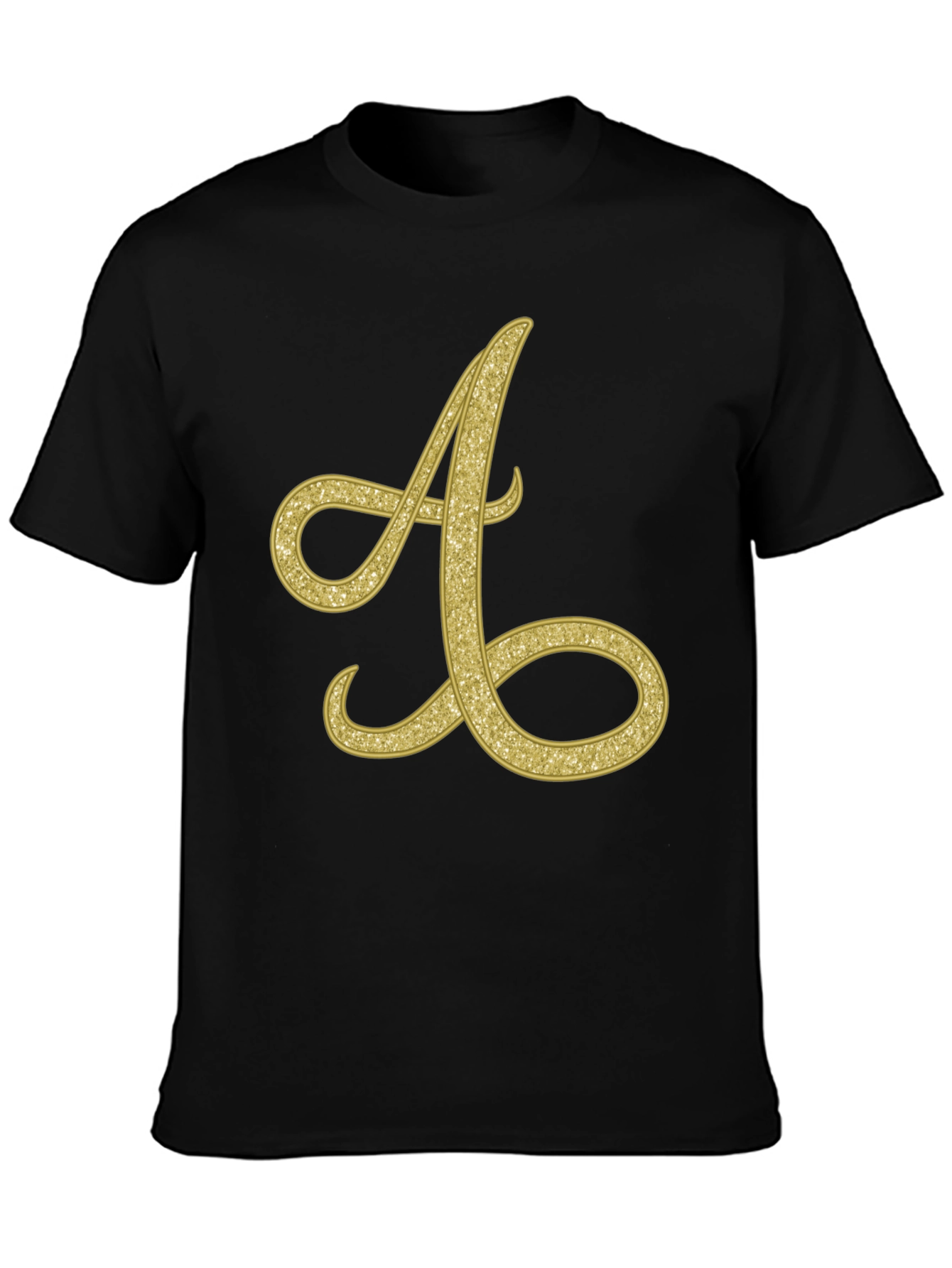 Black Golden Letter A T-Shirt view 3