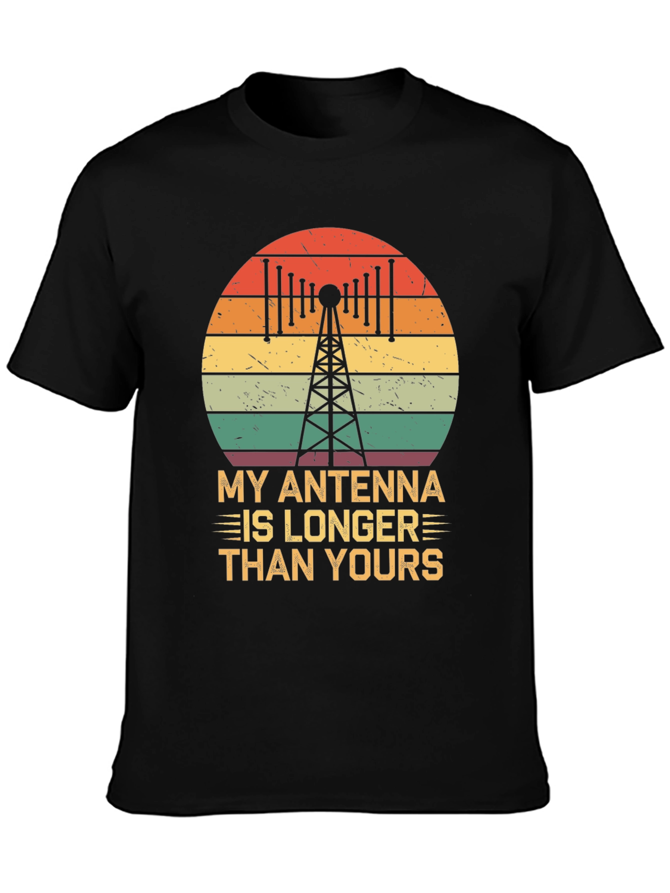 Black Antenna Longer Than Yours Funny Ham Radio T-Shirt view 3
