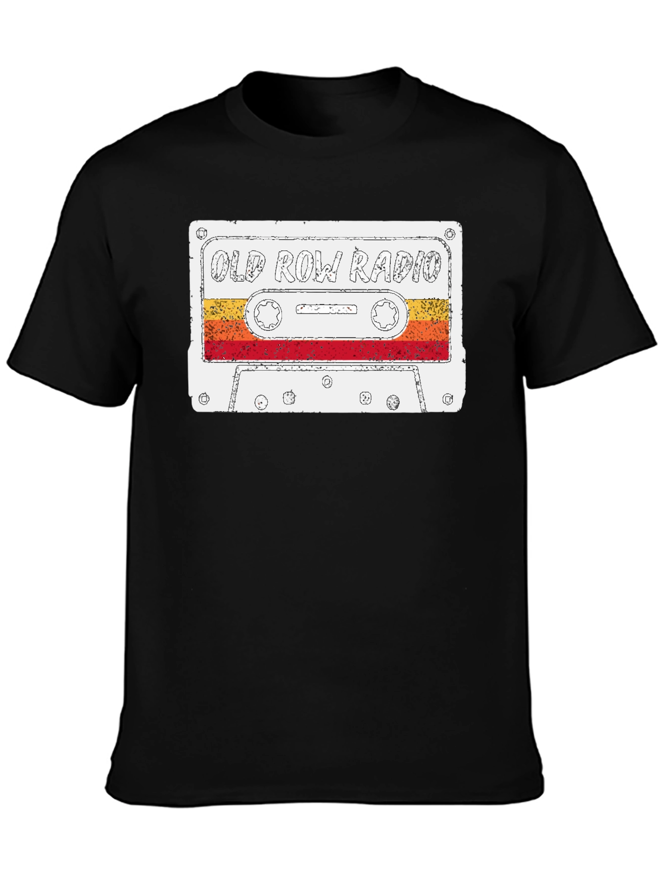 Black Vintage Old Row Radio Cassette Graphic Tee view 3