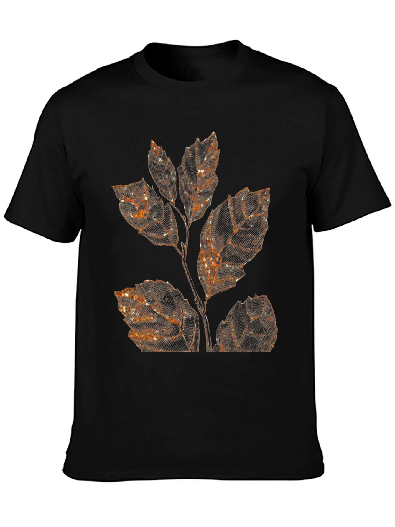 Black Botanical Print Black T-Shirt view 3