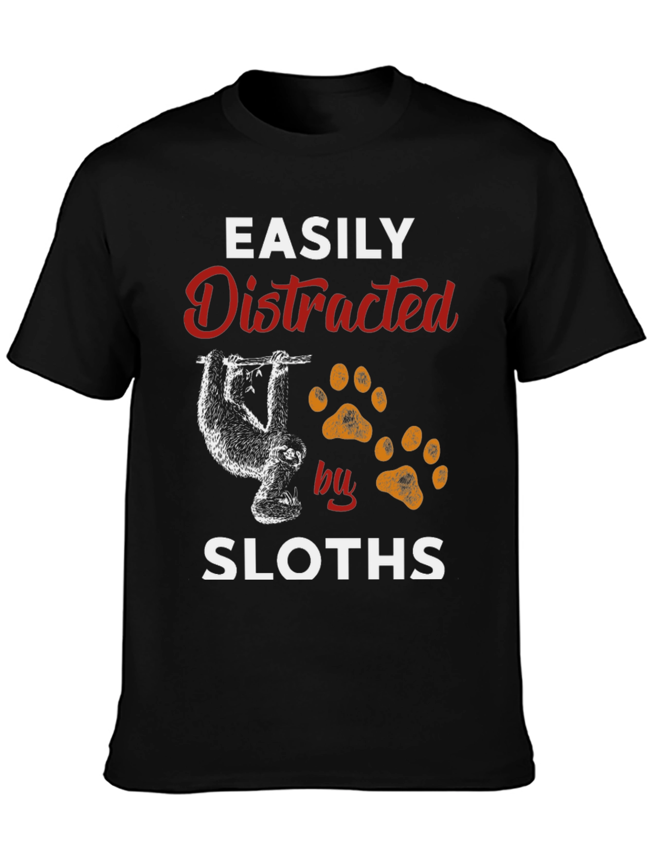 Black Easily Distracted by Sloths Graphic T-Shirt view 3