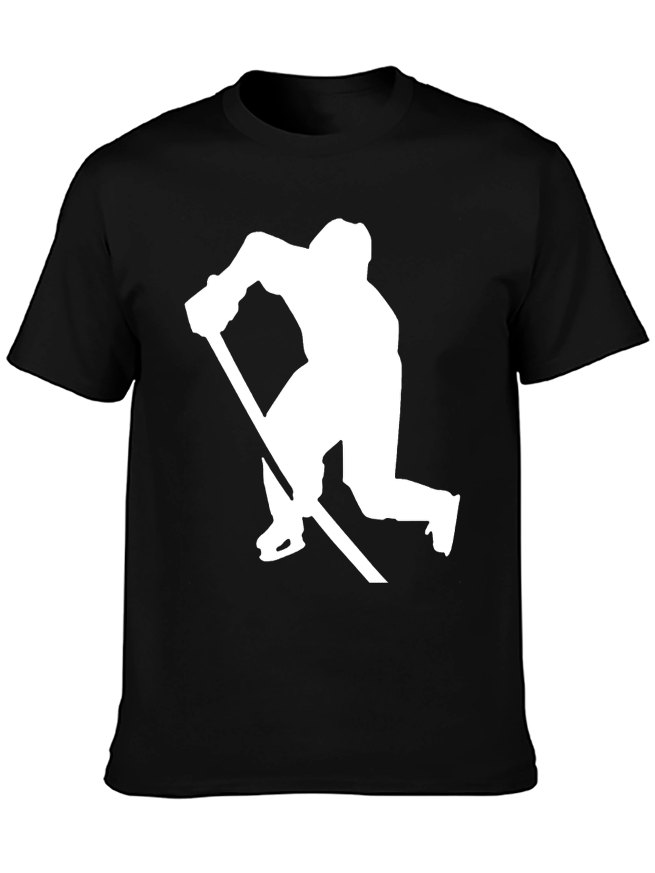 Black Hockey Player Silhouette Graphic Tee - Black Cotton view 3
