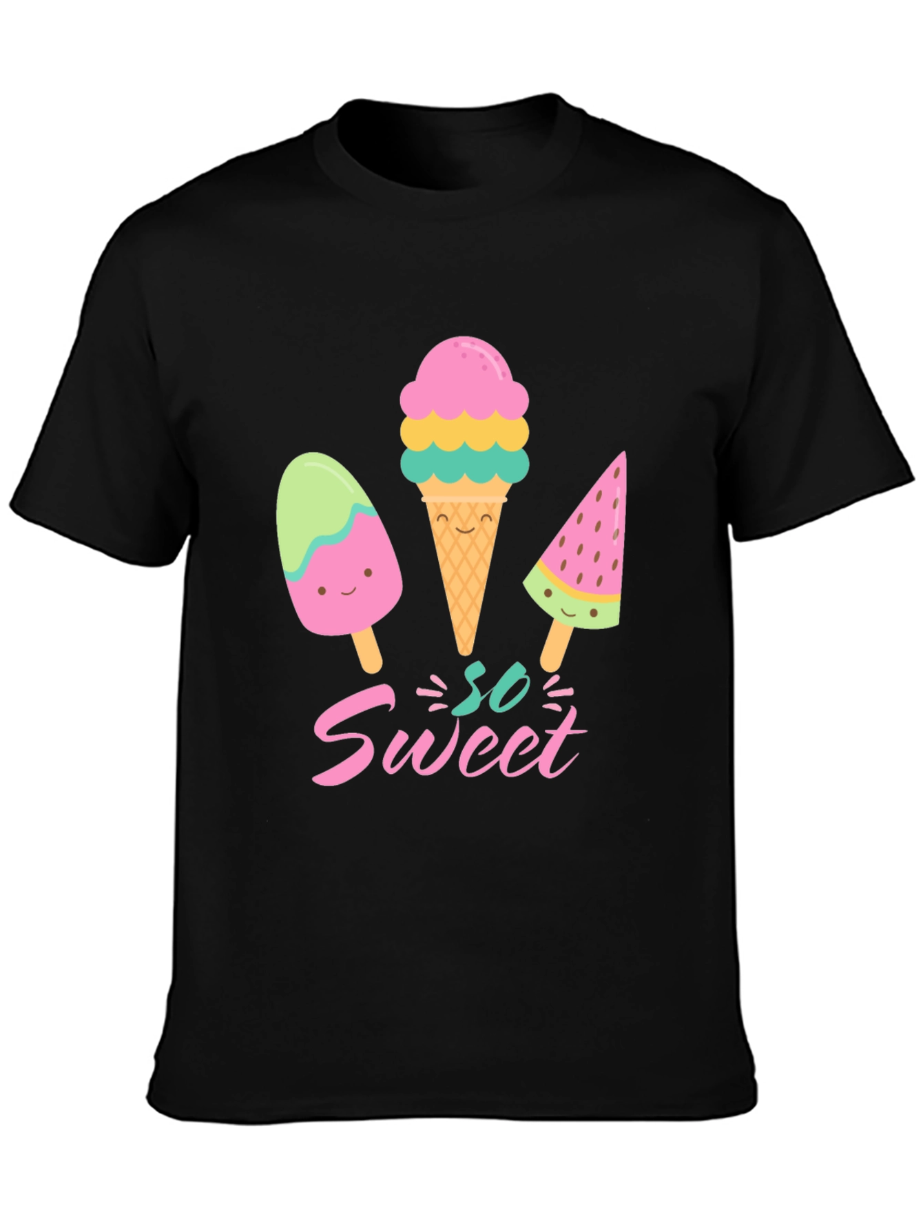 Black So Sweet Ice Cream Graphic T-Shirt view 3