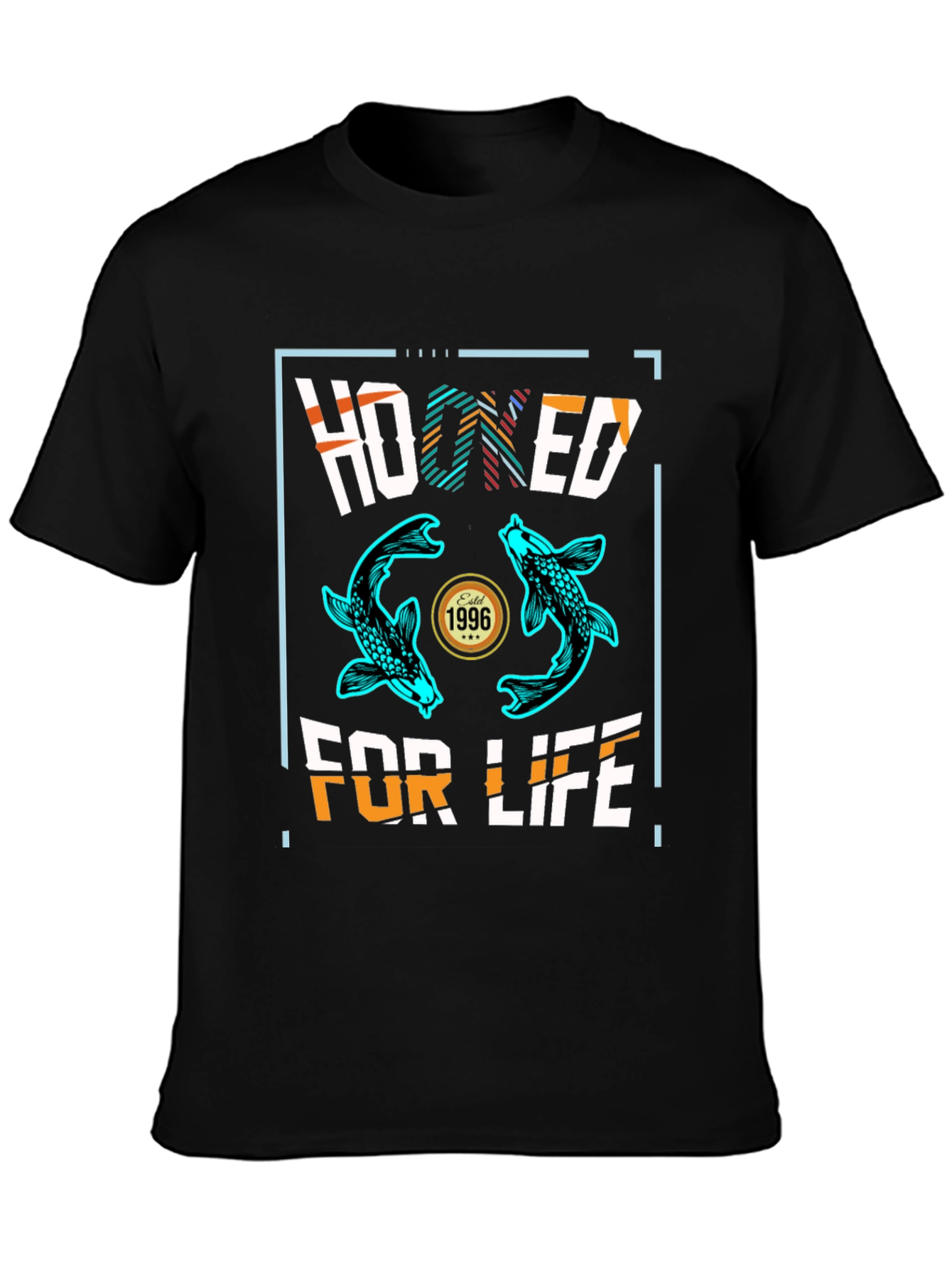 Black Hooked For Life Graphic Tee - Fishing T-Shirt view 3
