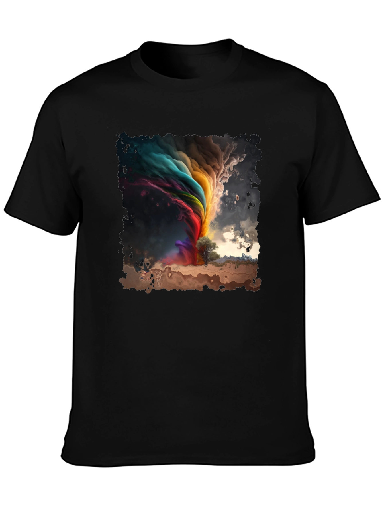 Black Rainbow Tornado Graphic Tee - Stylish Comfort view 3
