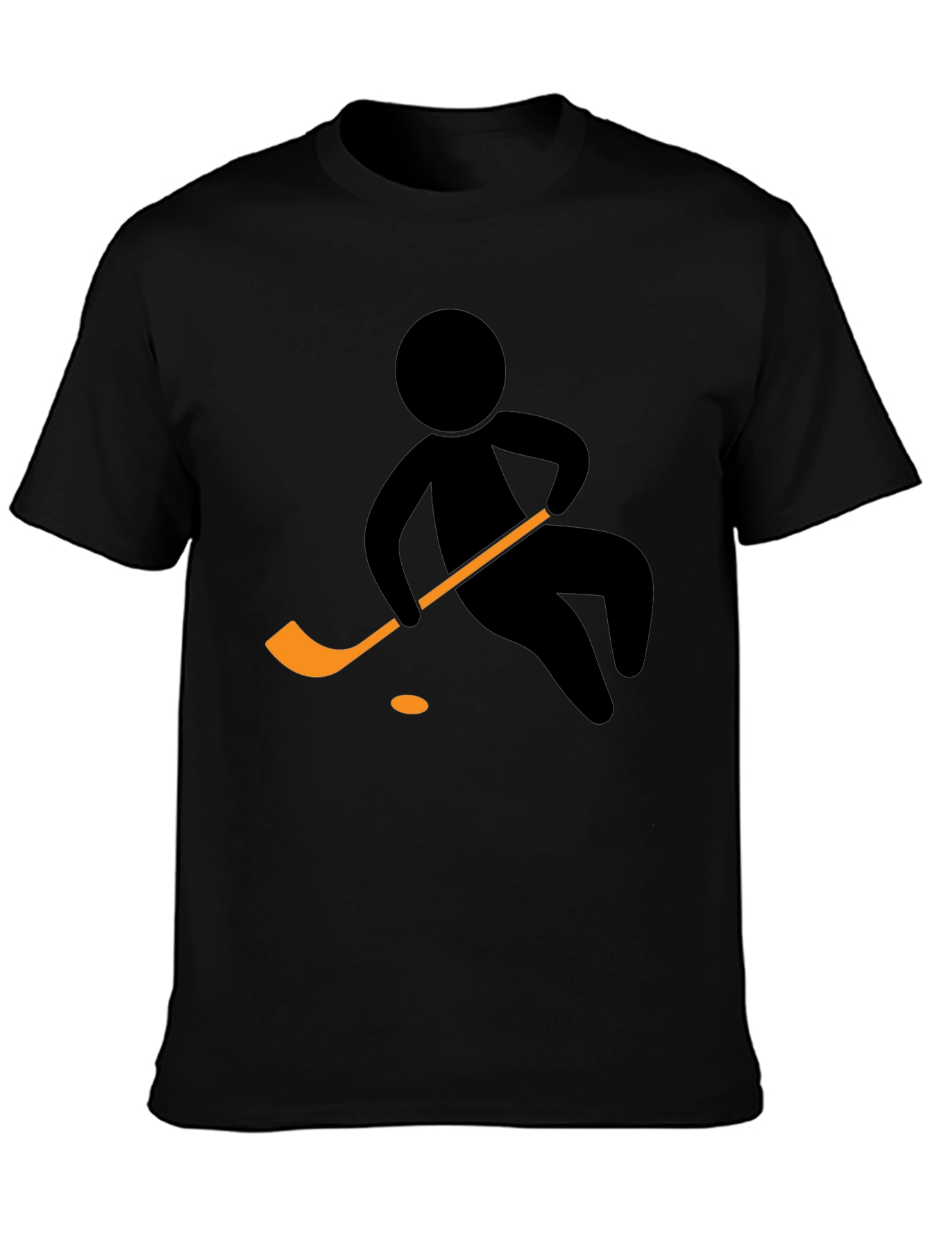 Black Hockey Player Graphic Tee - Black Cotton T-Shirt view 3