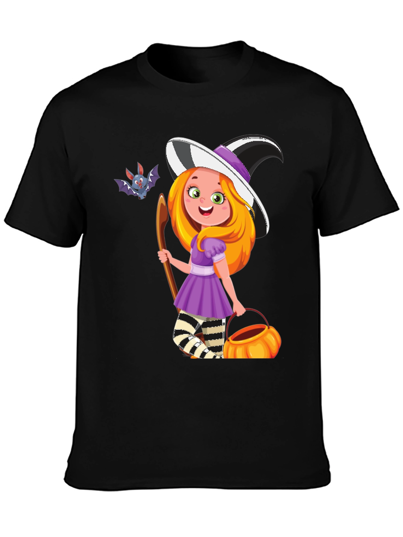 Black Halloween Witch Girl T-Shirt view 3