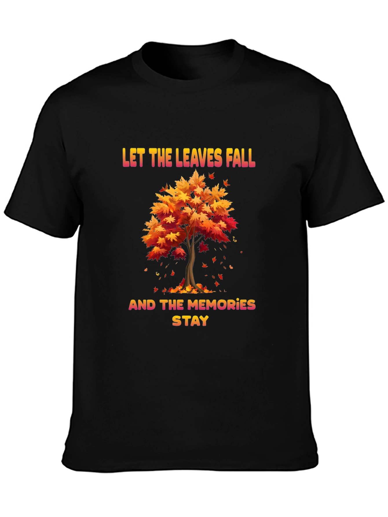 Black Autumn Memories T-Shirt: Let the Leaves Fall view 3