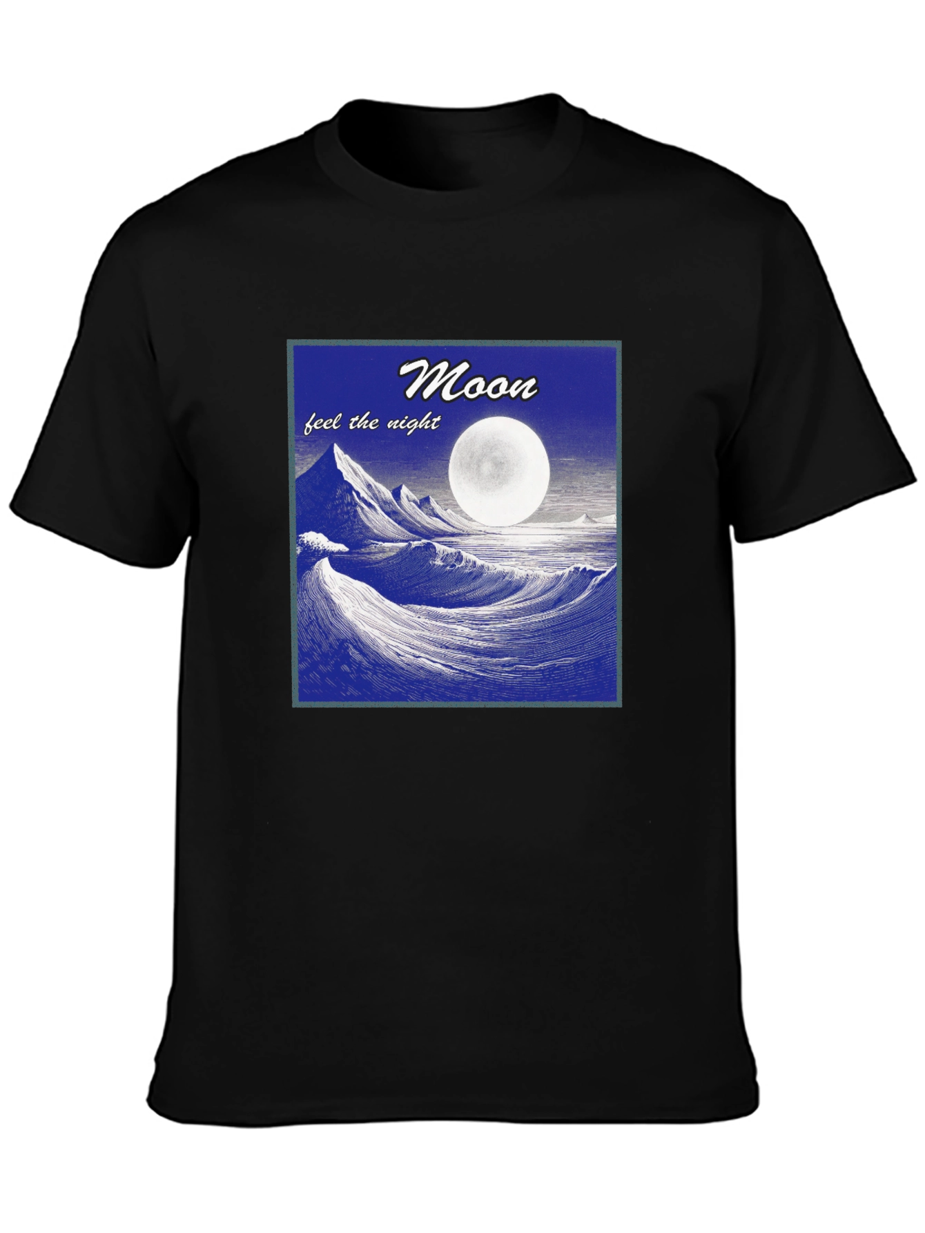 Black Moonlit Waves Graphic T-Shirt - Feel the Night! view 3