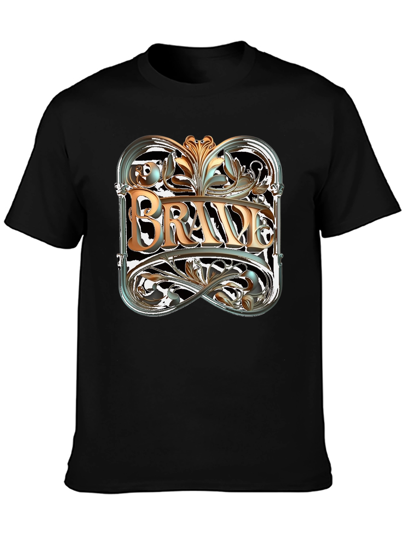 Black Brave Graphic Tee - Black Cotton Blend view 3