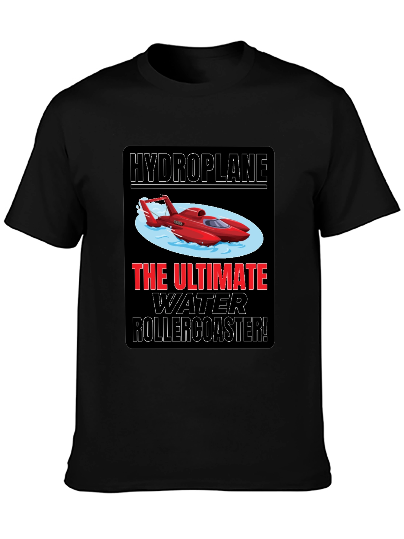 Black Hydroplane Water Rollercoaster Graphic Tee view 3