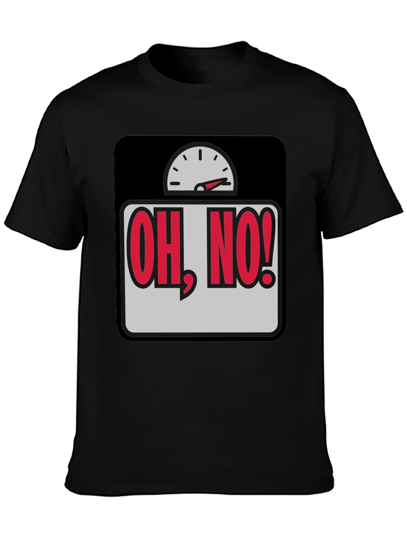 Black Oh, No! Scale Graphic T-Shirt - Weight Humor Tee view 3
