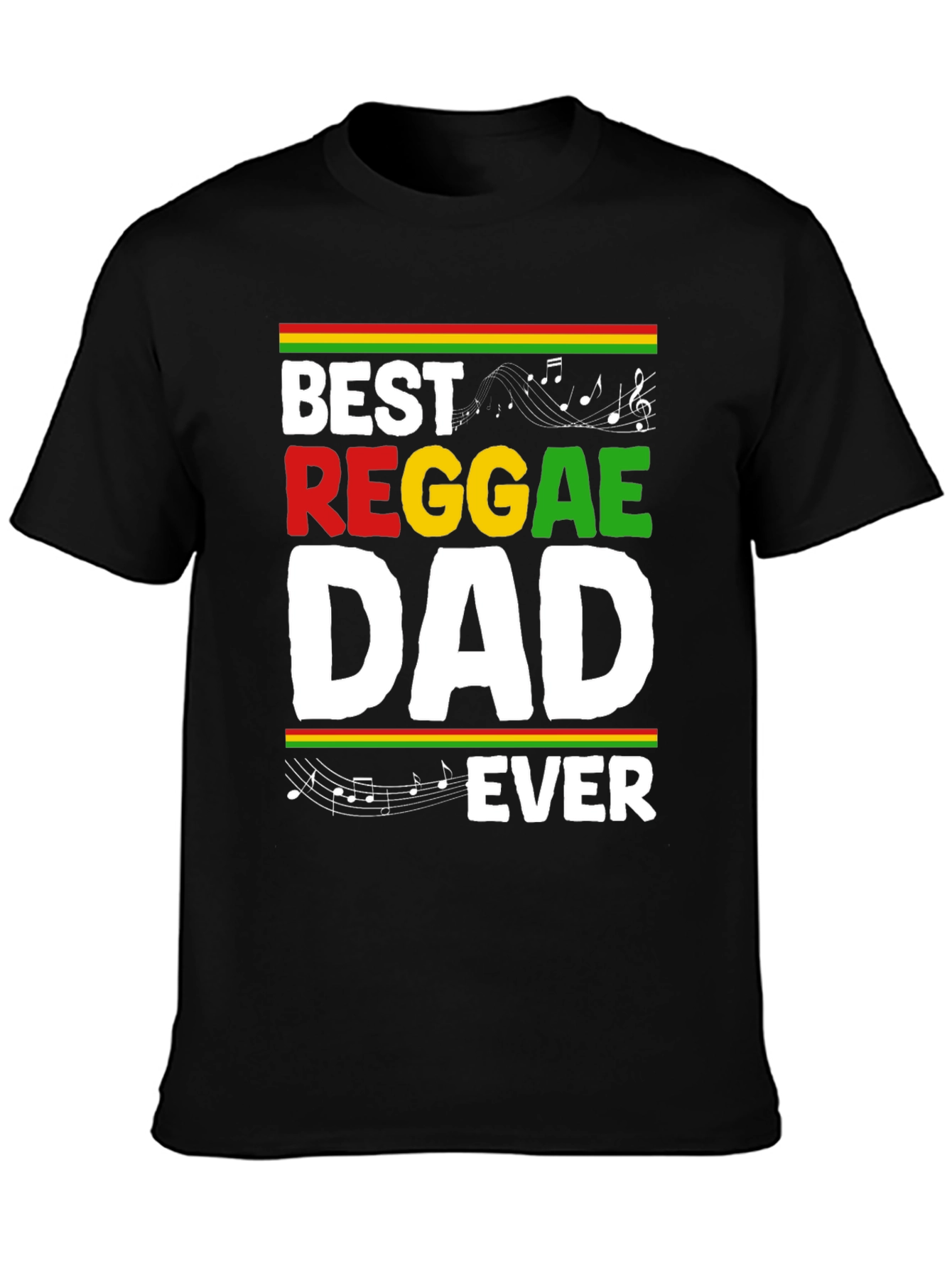 Black Best Reggae Dad Ever Black Graphic T-Shirt view 3