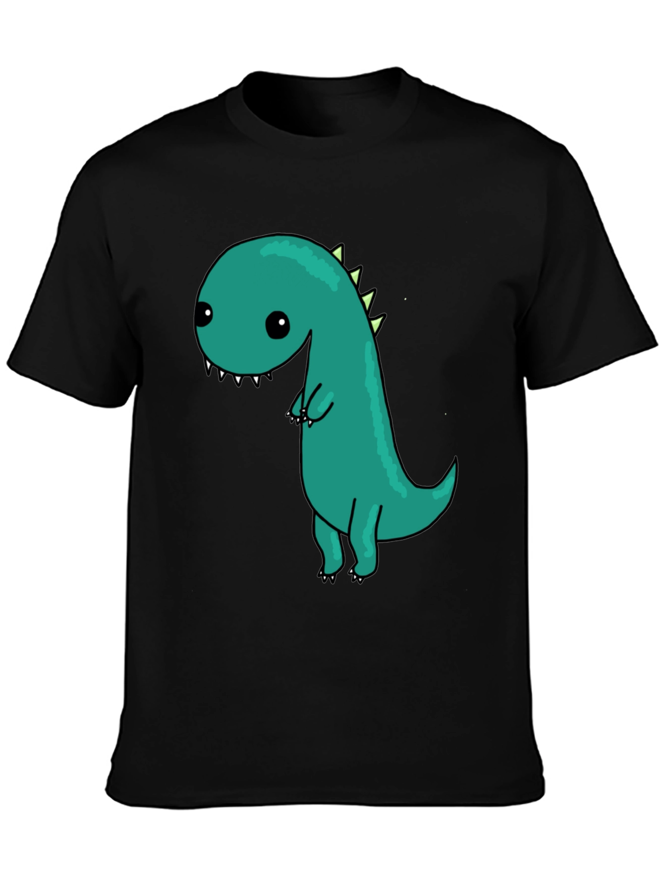 Black Cute Cartoon Dinosaur Graphic Black T-Shirt view 3