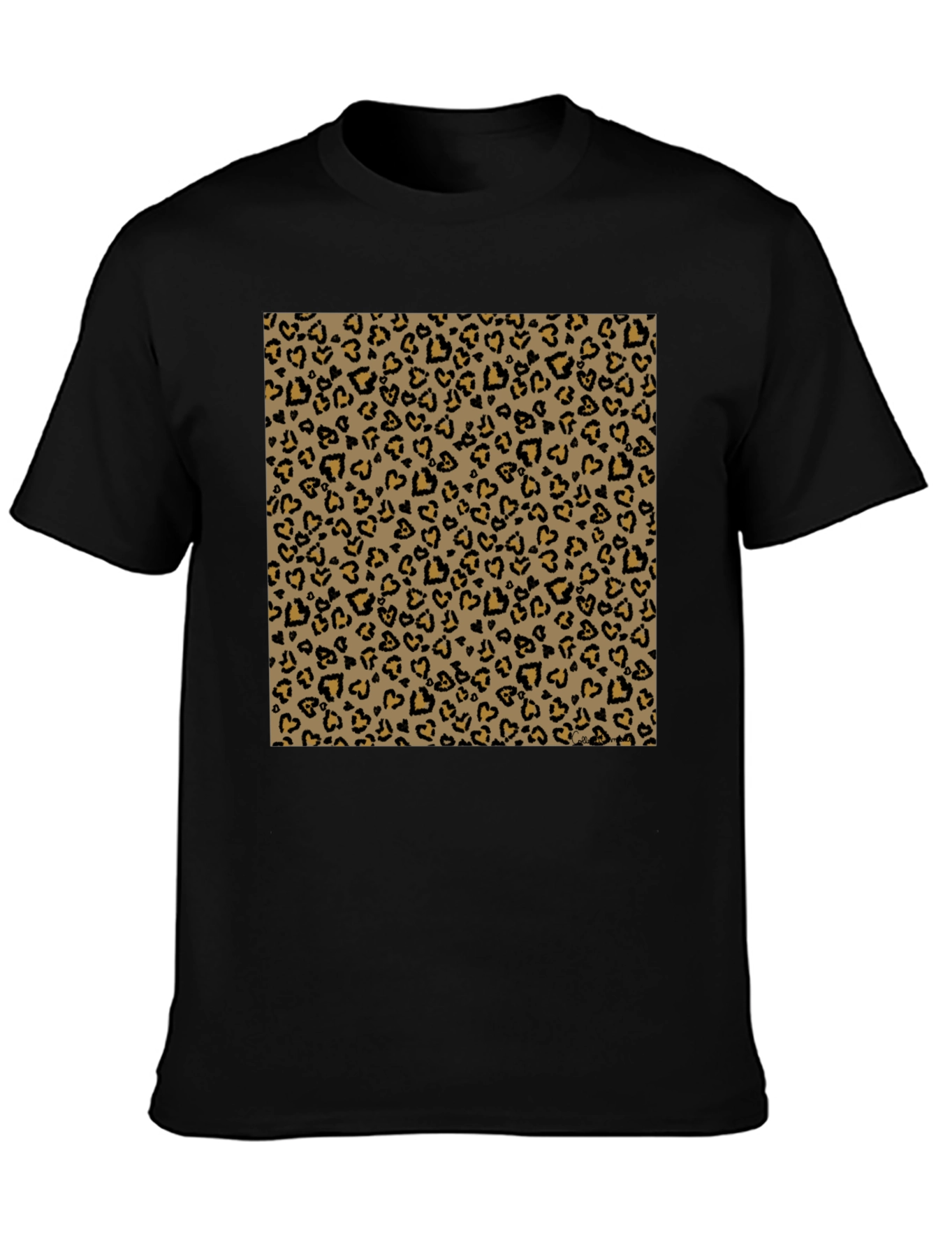 Black Black Tee with Leopard Heart Print view 3