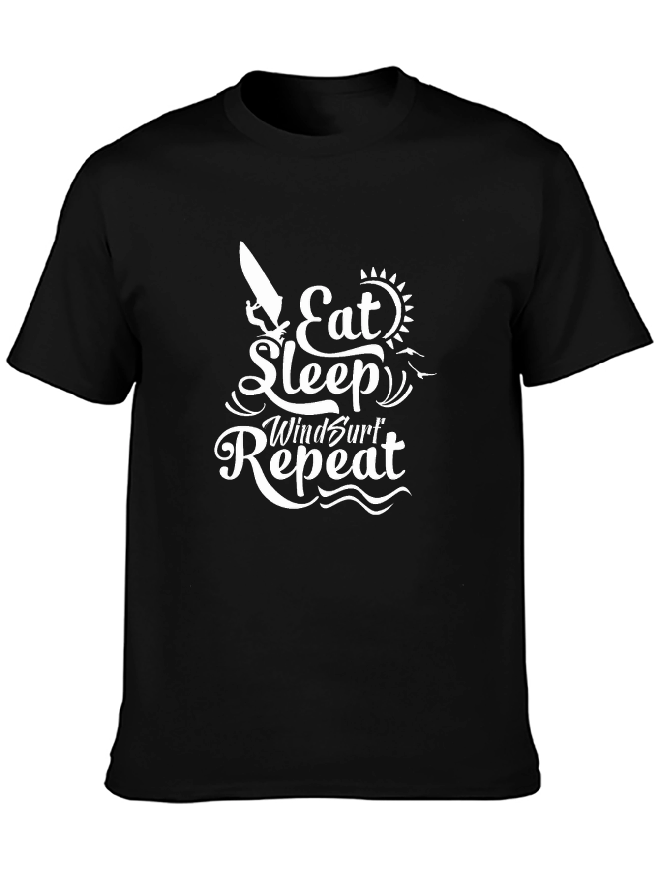 Black Eat Sleep Windsurf Repeat Graphic Tee view 3