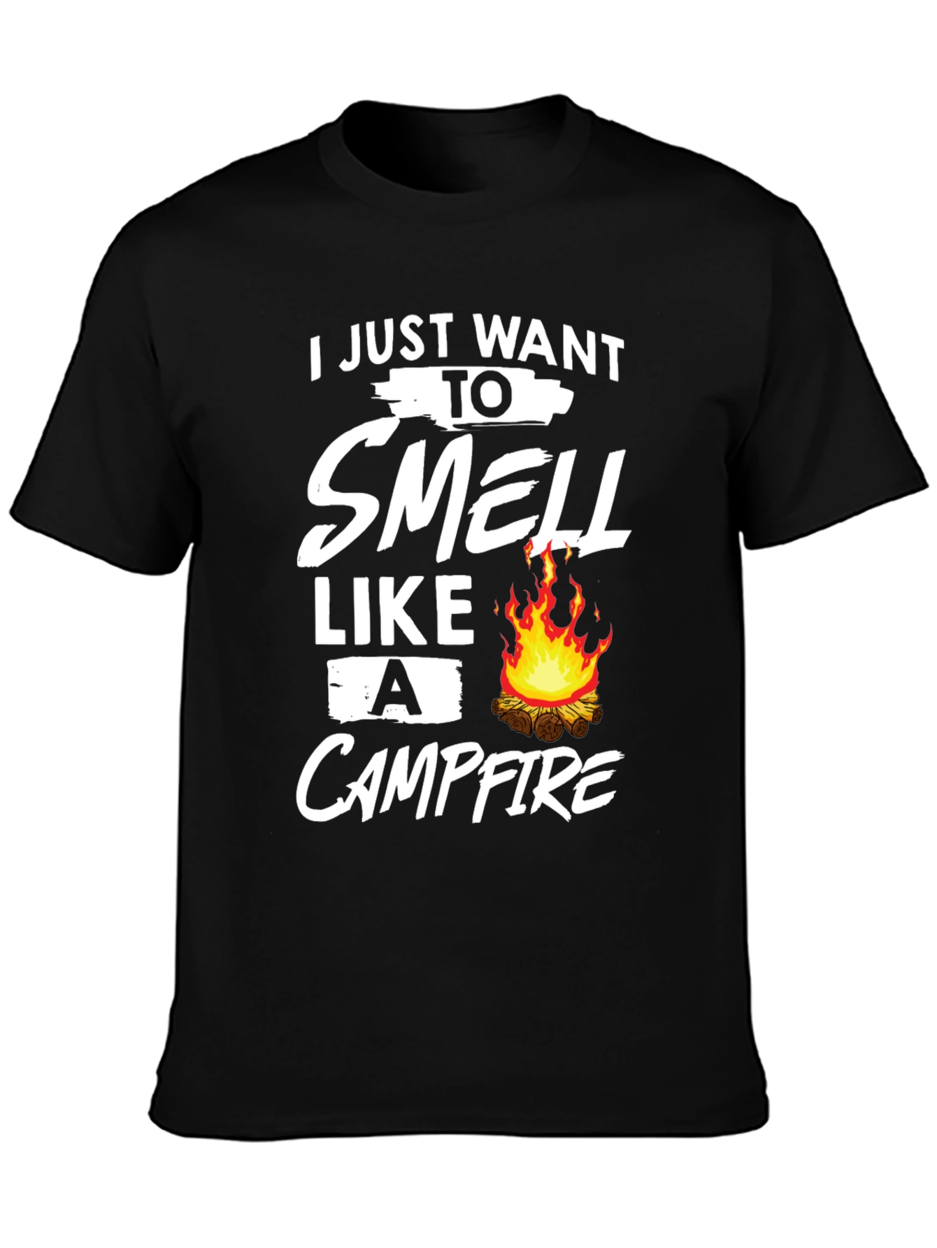 Black Campfire Smell T-Shirt: Cozy Outdoor Adventure view 3
