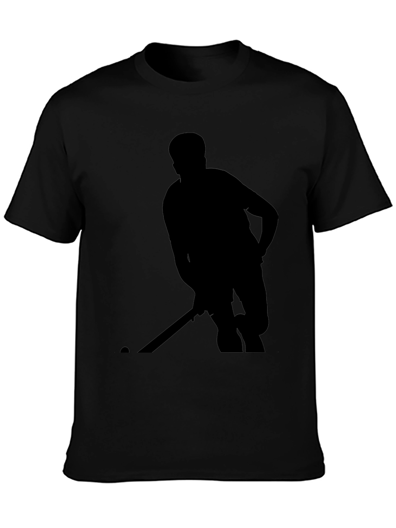 Black Hockey Player Silhouette T-Shirt view 3